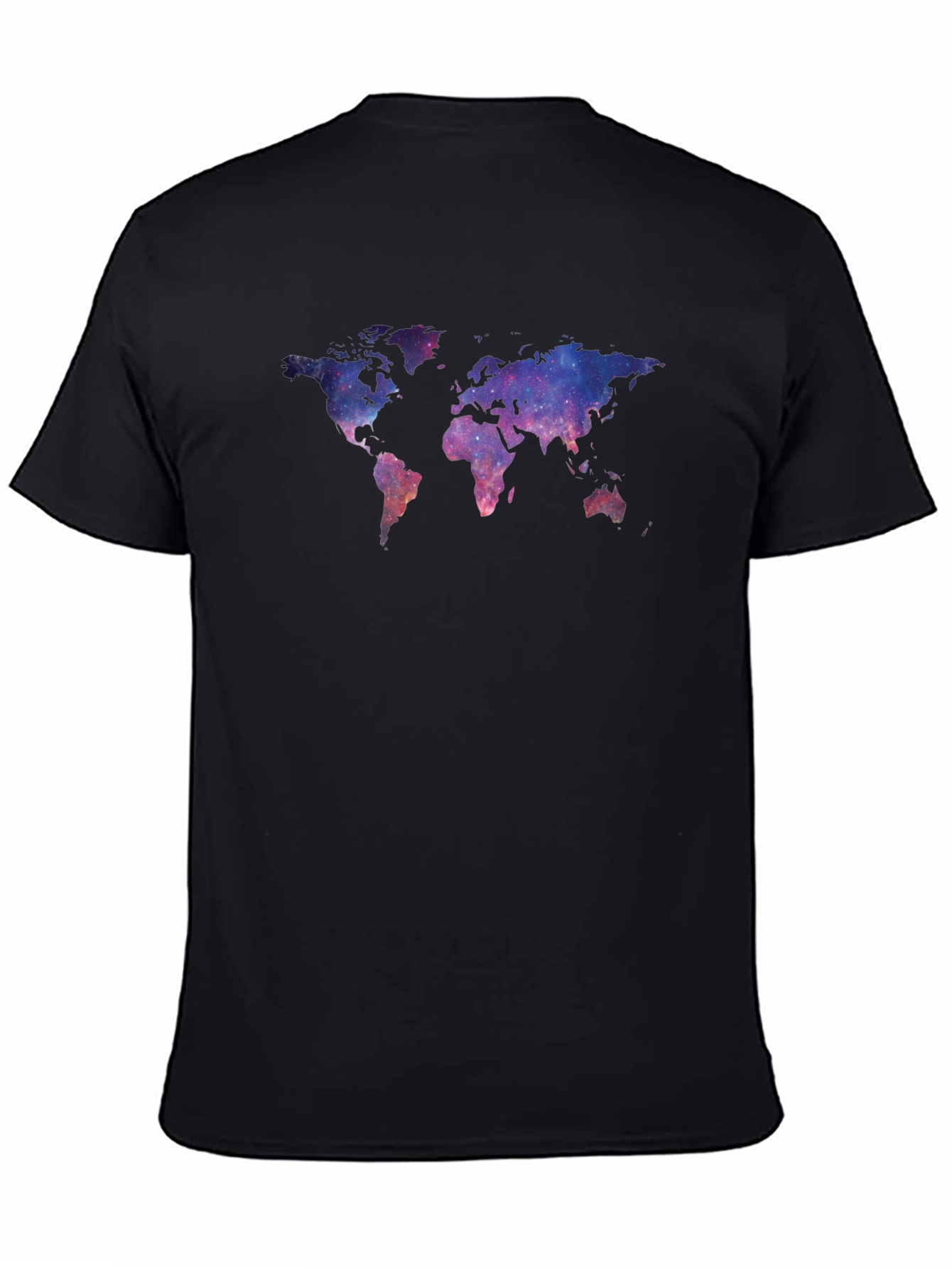 Black Galaxy World Map Black T-Shirt view 4