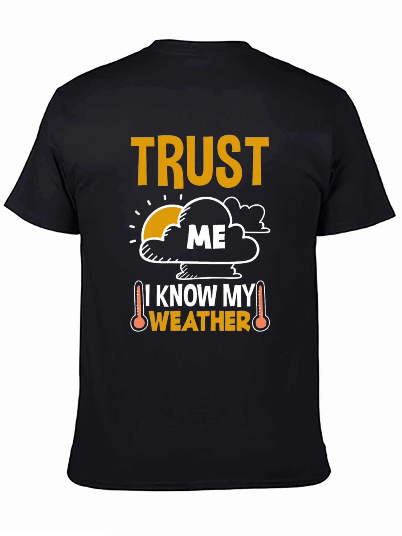 Black Trust Me I Know My Weather Funny T-Shirt view 4