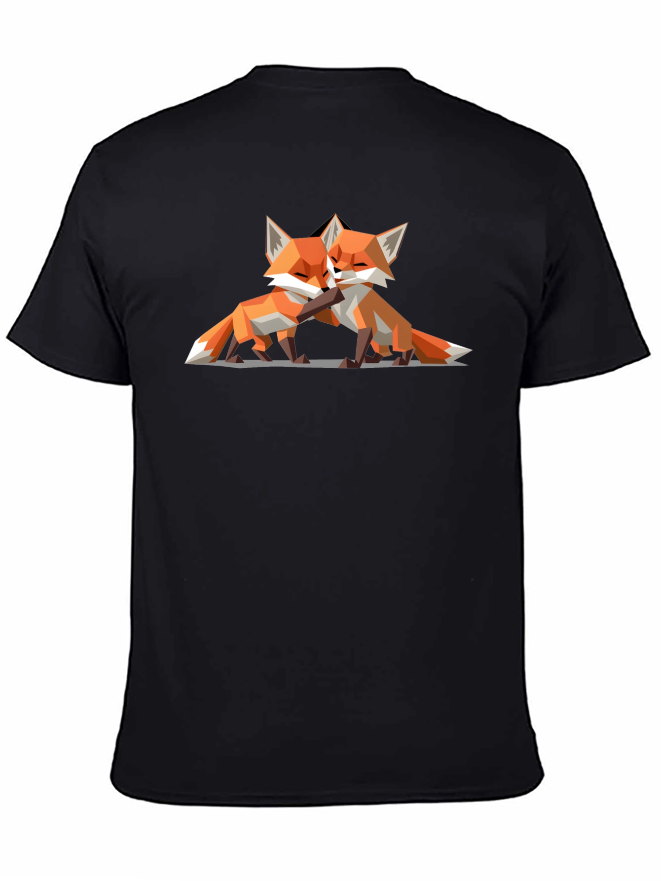 Black Geometric Fox T-Shirt - Modern Animal Lover Tee view 4
