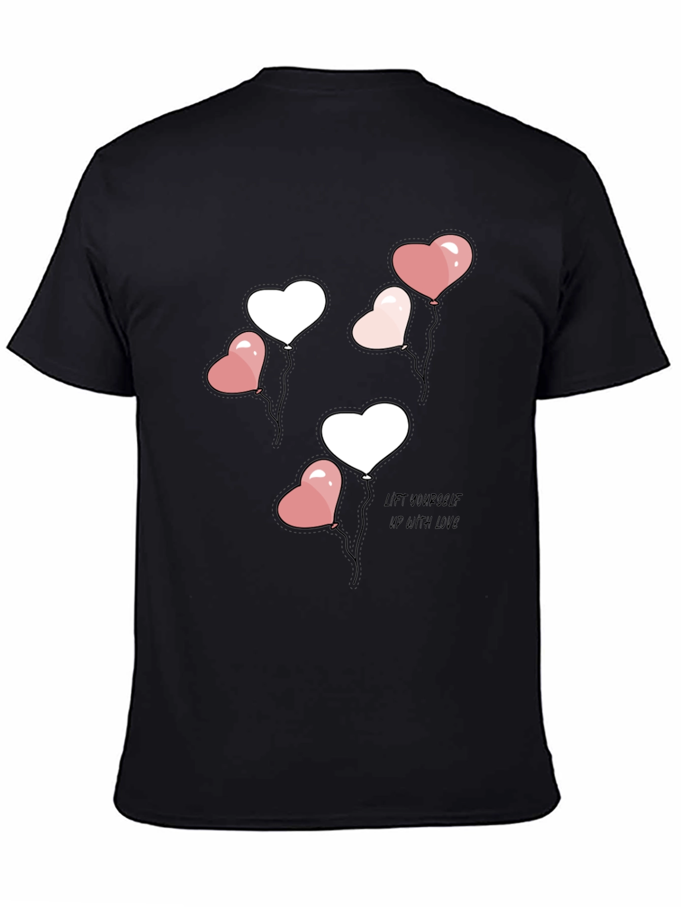 Black Heart Balloons Graphic Tee - Lift Yourself Up With Love view 4
