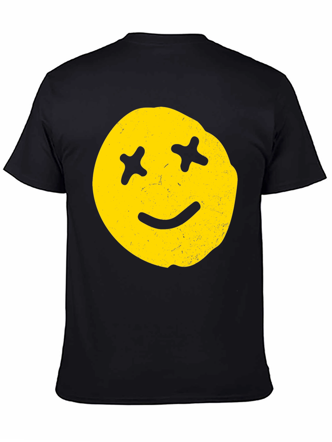 Black Distressed Smiley Face Graphic Tee view 4