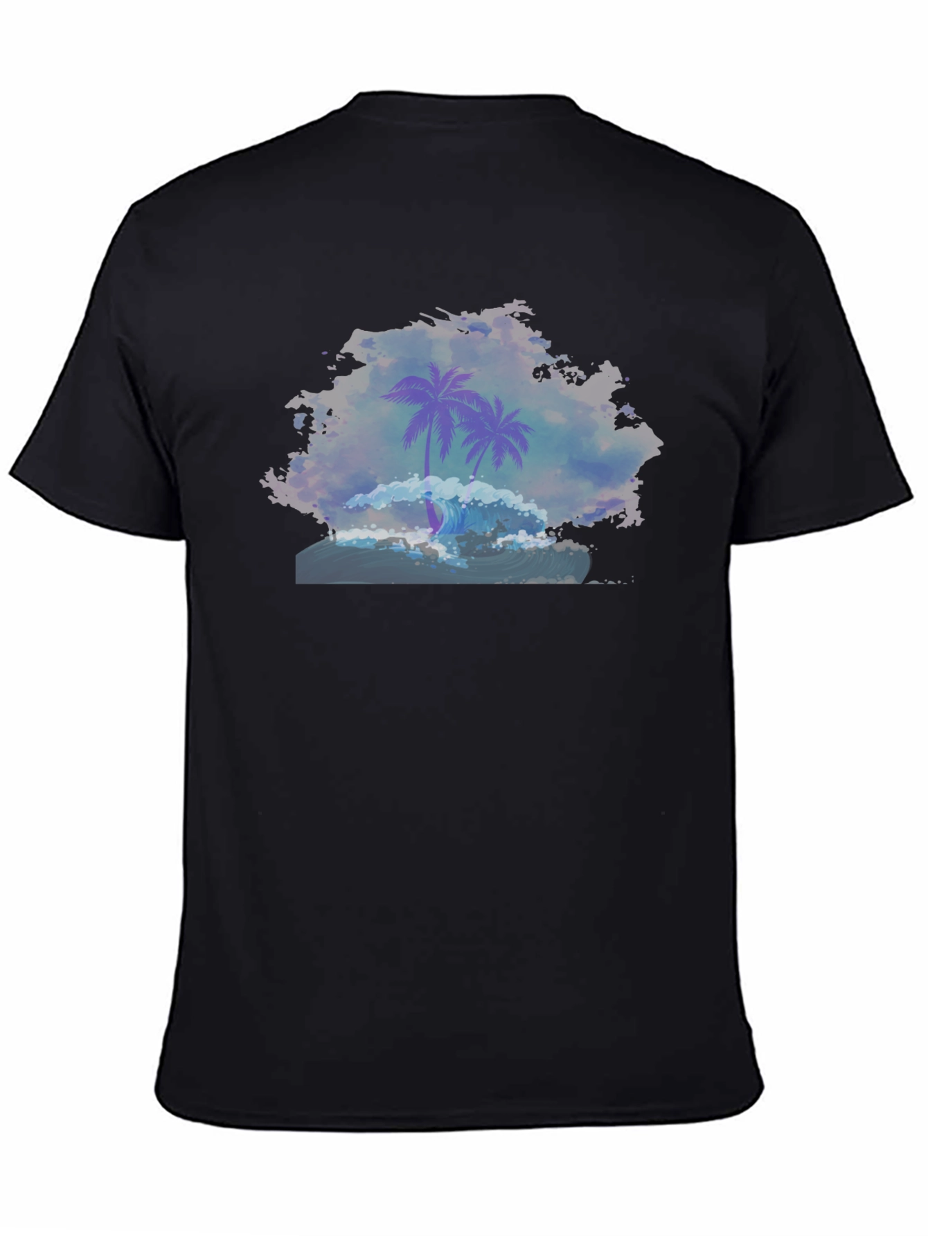 Black Palm Wave Graphic Tee - Black Cotton Comfort view 4