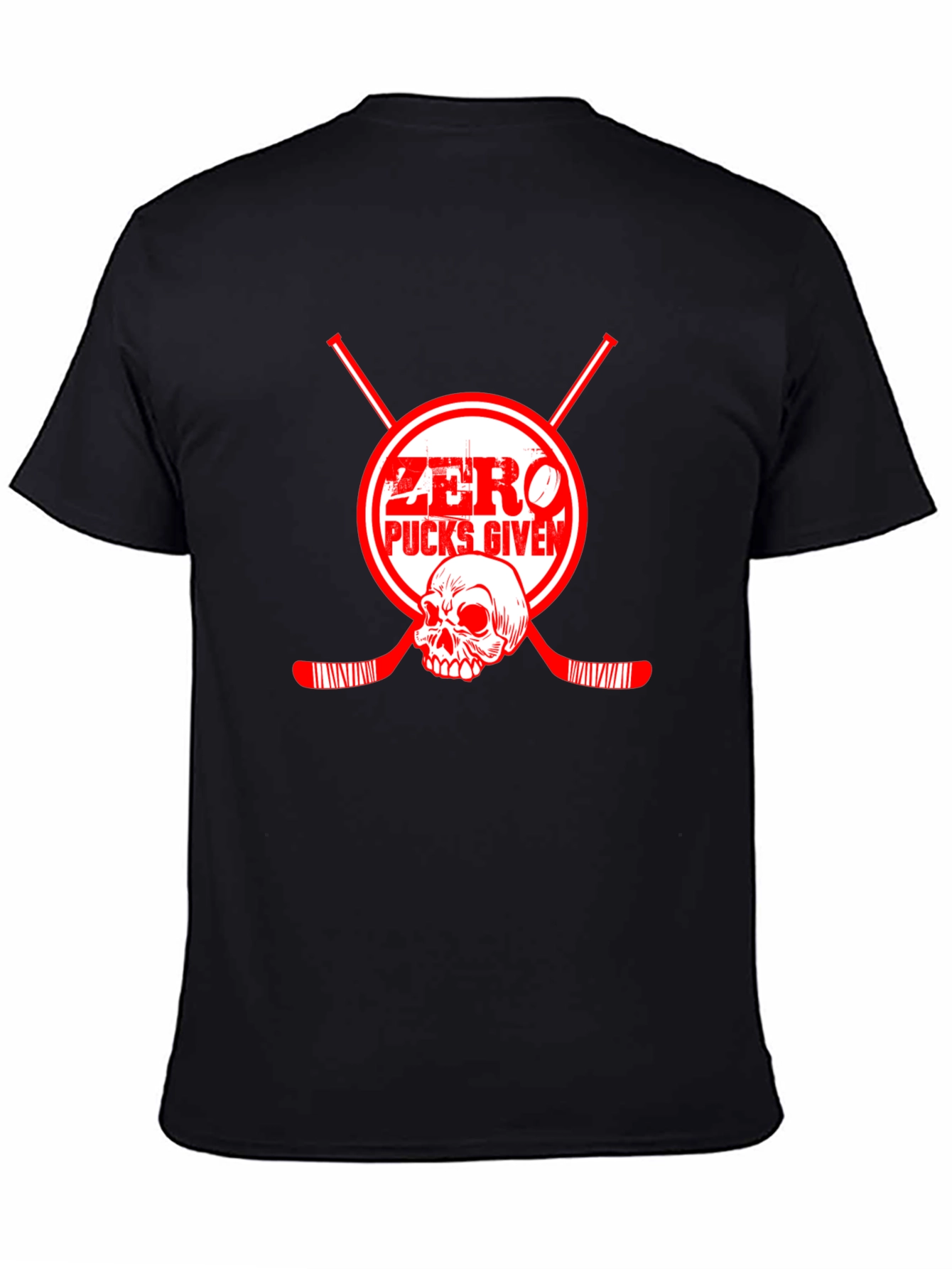 Black Zero Pucks Given Hockey Graphic T-Shirt view 4