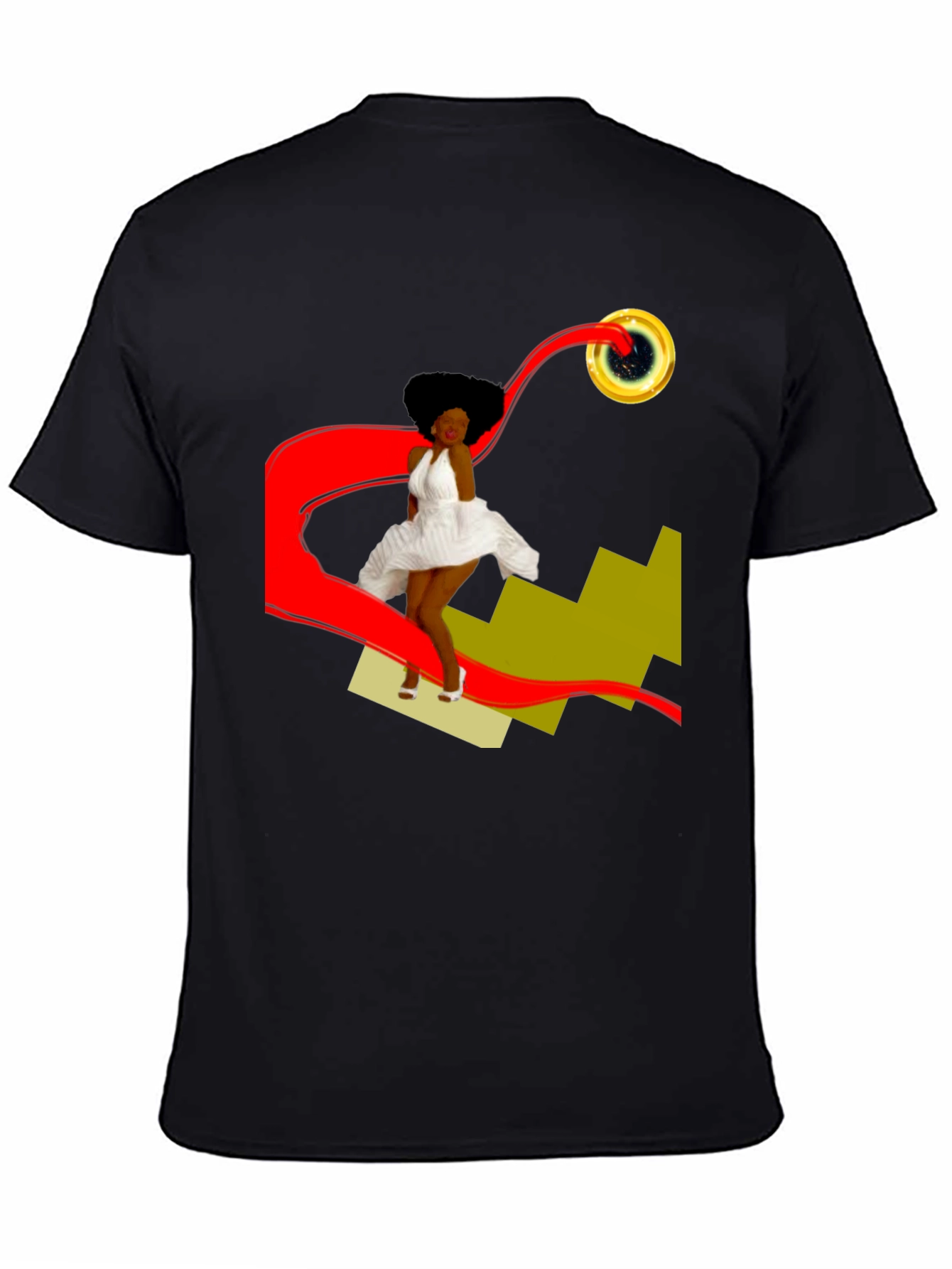 Black Stylish Graphic T-Shirt: Retro-Pop Art Design view 4