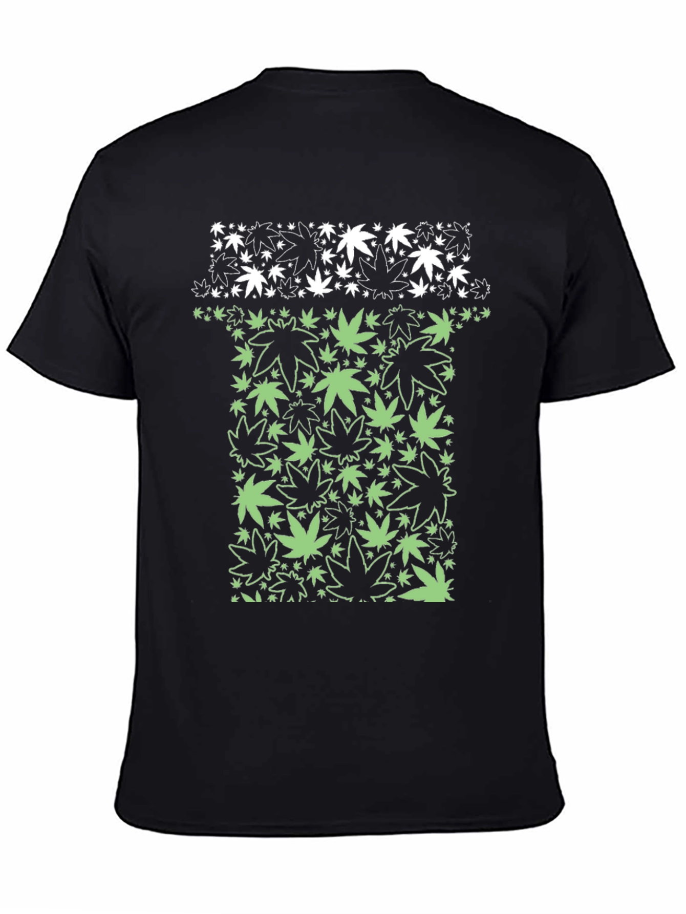 Black Marijuana Leaf Graphic T-Shirt - Black view 4
