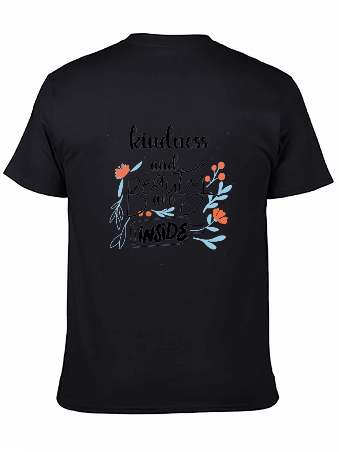 Black Kindness Inside Floral Black T-Shirt view 4