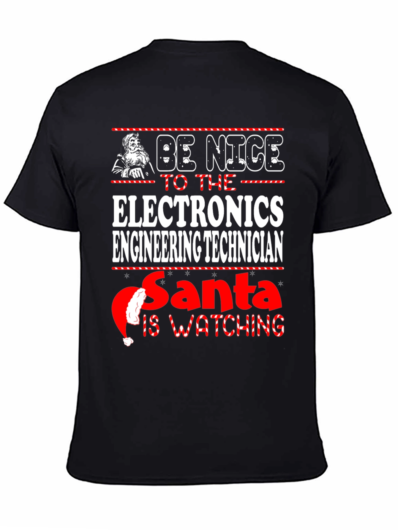 Black Electronics Engineering Technician Christmas T-Shirt view 4