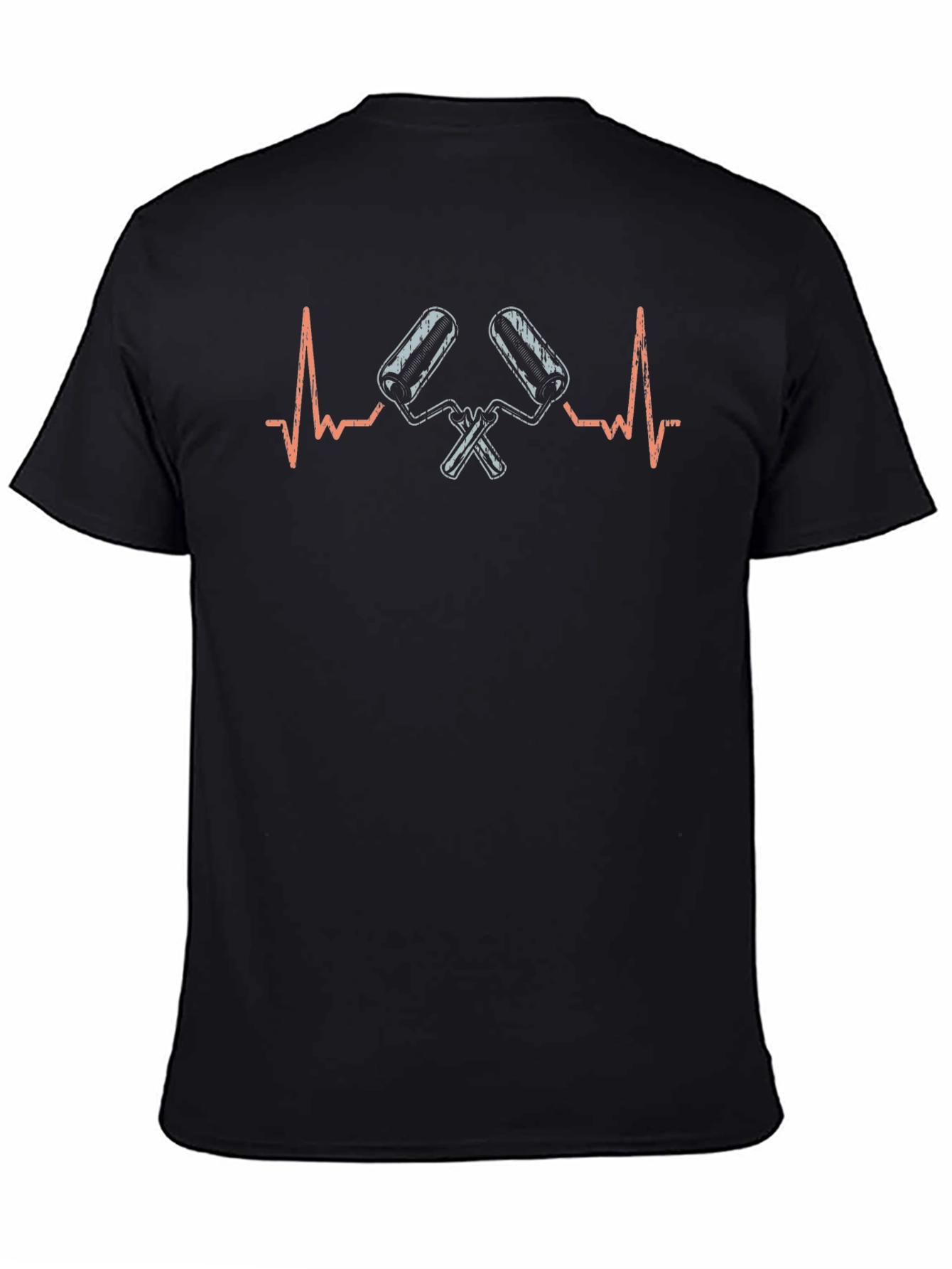 Black Painter Heartbeat Graphic Tee - Black Cotton T-Shirt view 4