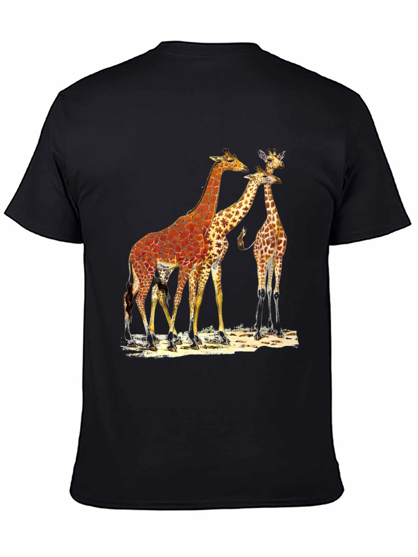 Black Giraffe Graphic Print Black T-Shirt view 4