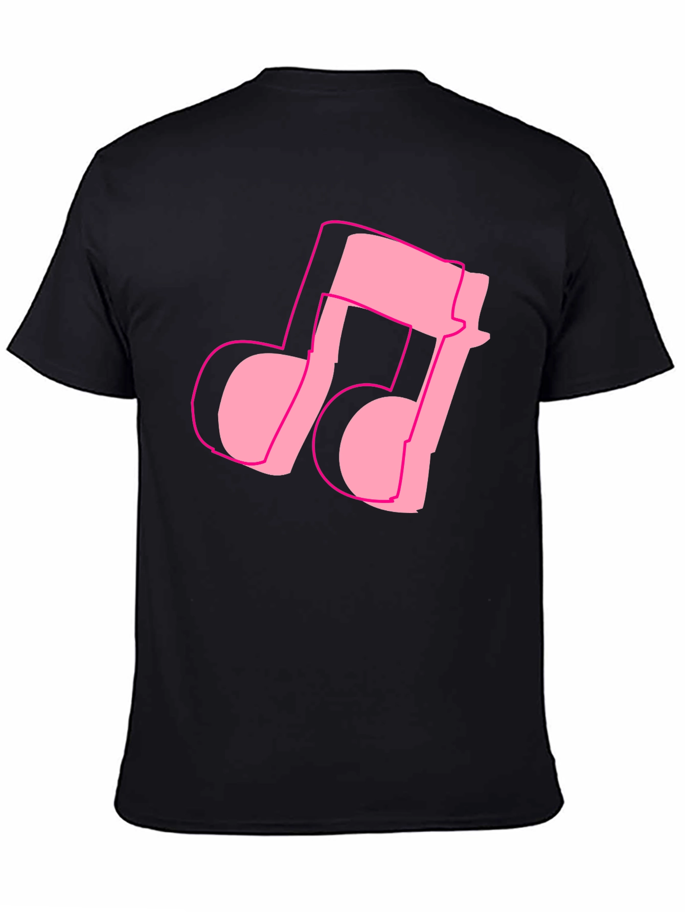 Black Pink Music Note Graphic Black T-Shirt view 4