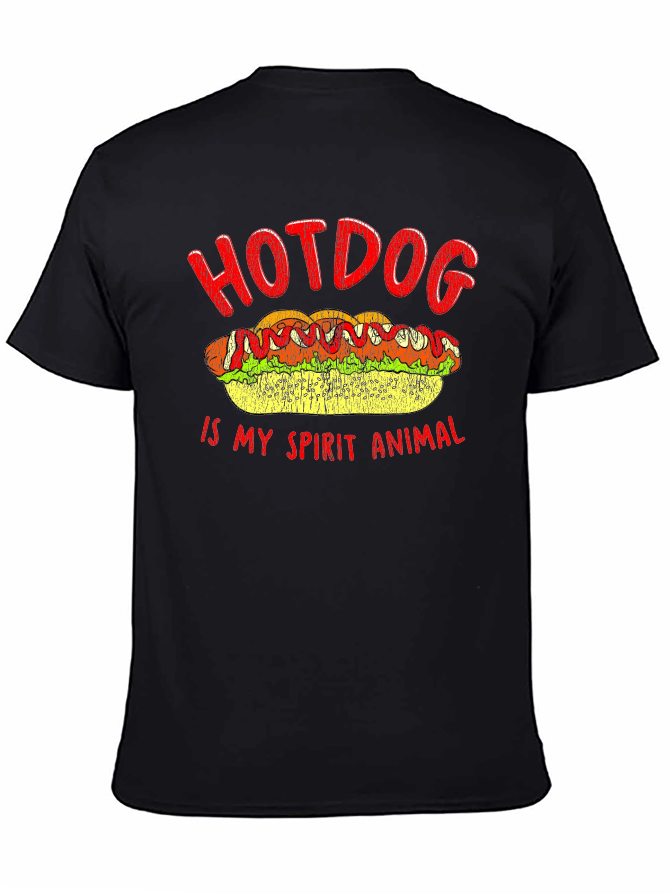 Black Hotdog Spirit Animal T-Shirt - Foodie Tee view 4