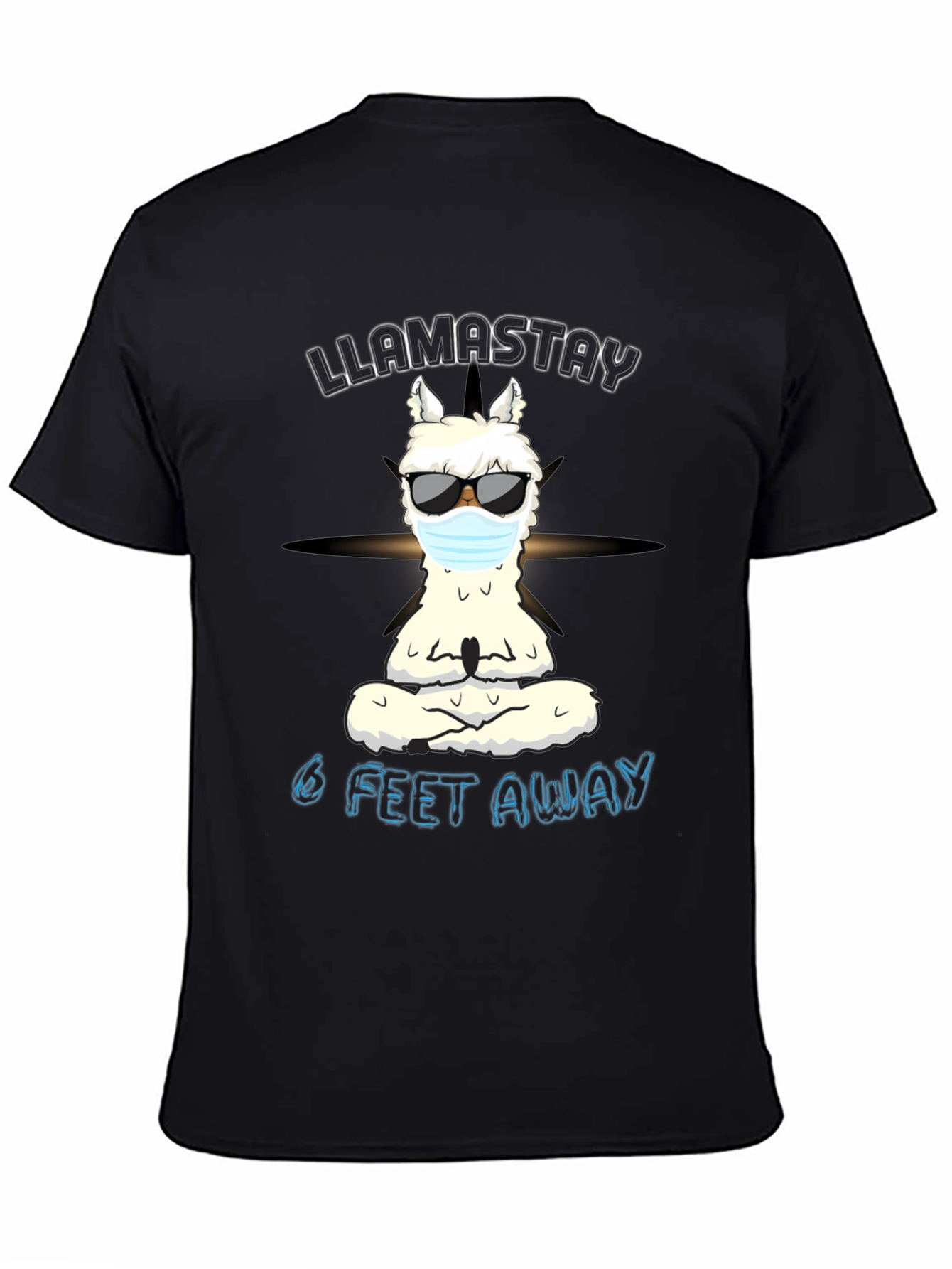 Black Llamastay 6 Feet Away Graphic Tee view 4