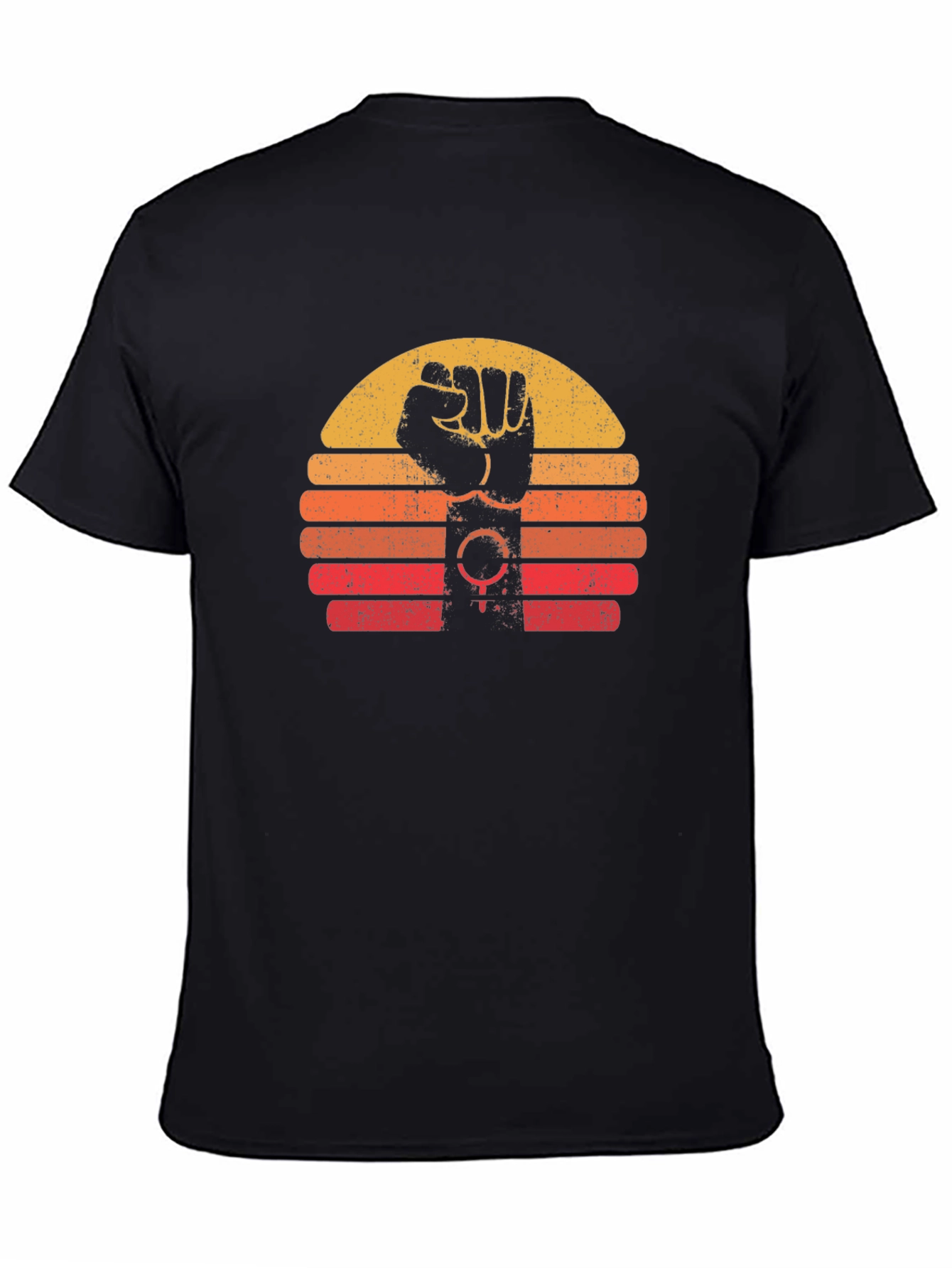 Black Retro Feminist Fist T-Shirt - Black view 4