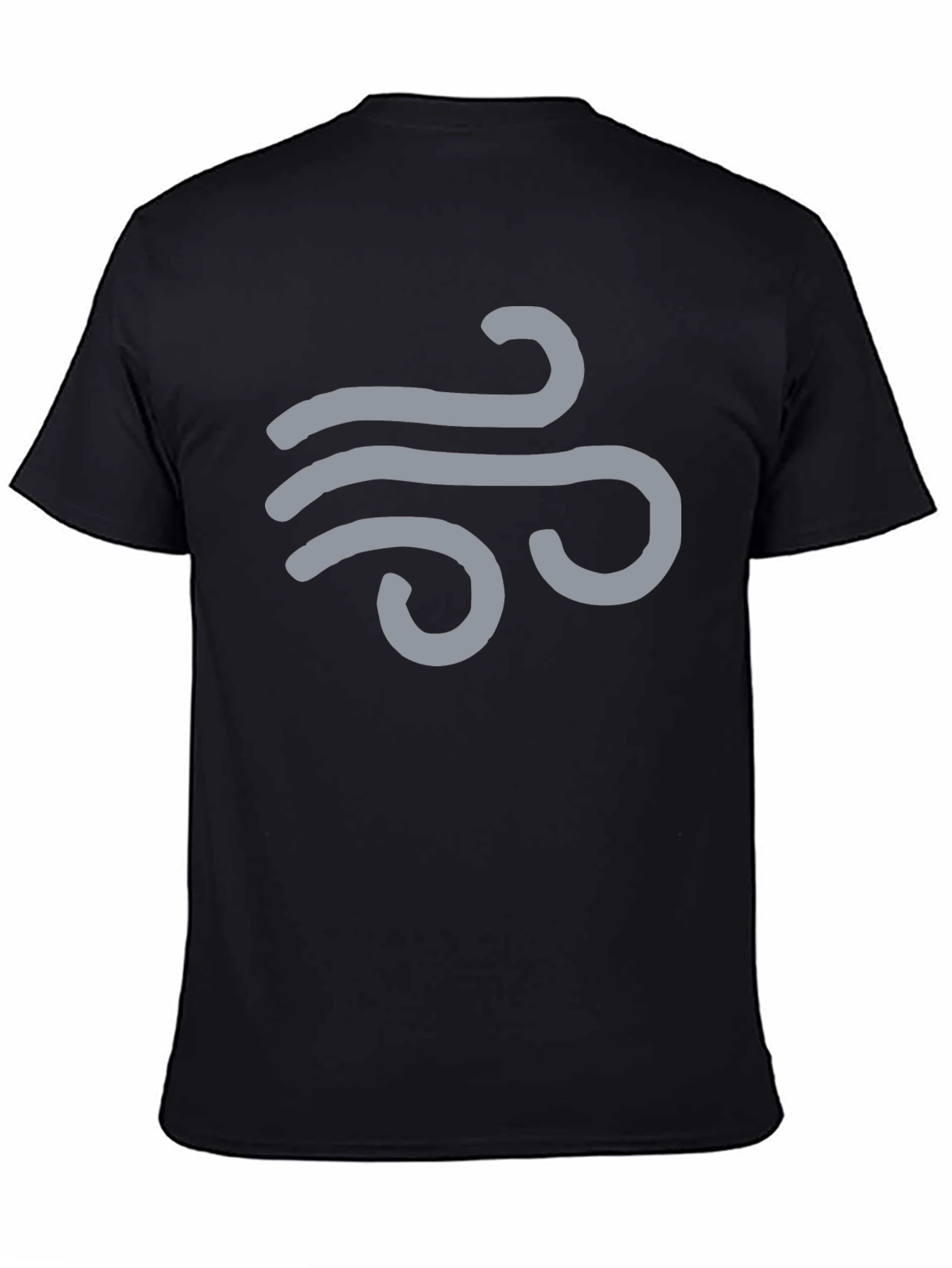 Black Men's Black T-Shirt with Wind Symbol Design view 4