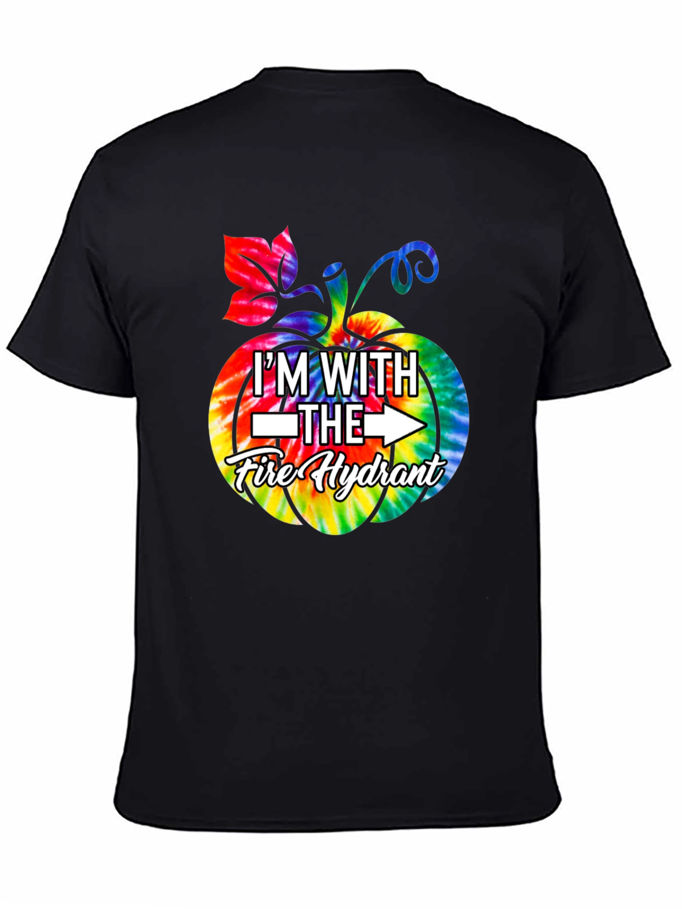 Black I'm With The Fire Hydrant Tie-Dye Pumpkin T-Shirt view 4