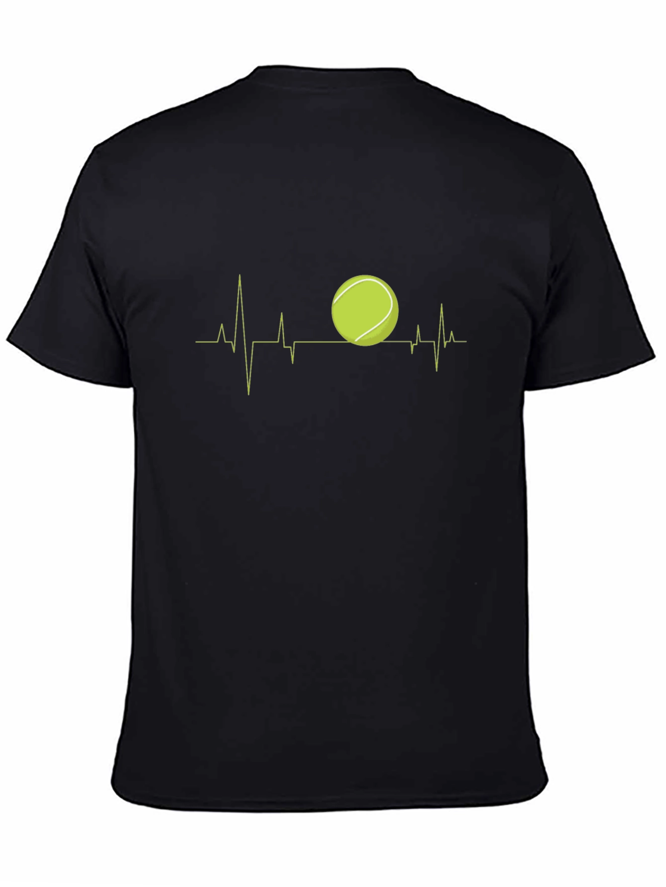 Black Tennis Heartbeat Graphic Tee - Black Cotton T-Shirt view 4