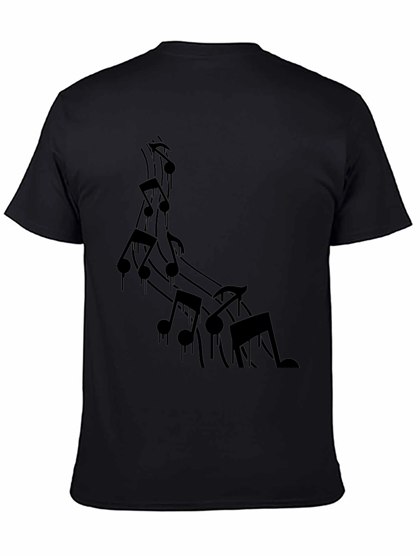 Black Musical Note Graphic Tee - Men's Black T-Shirt view 4
