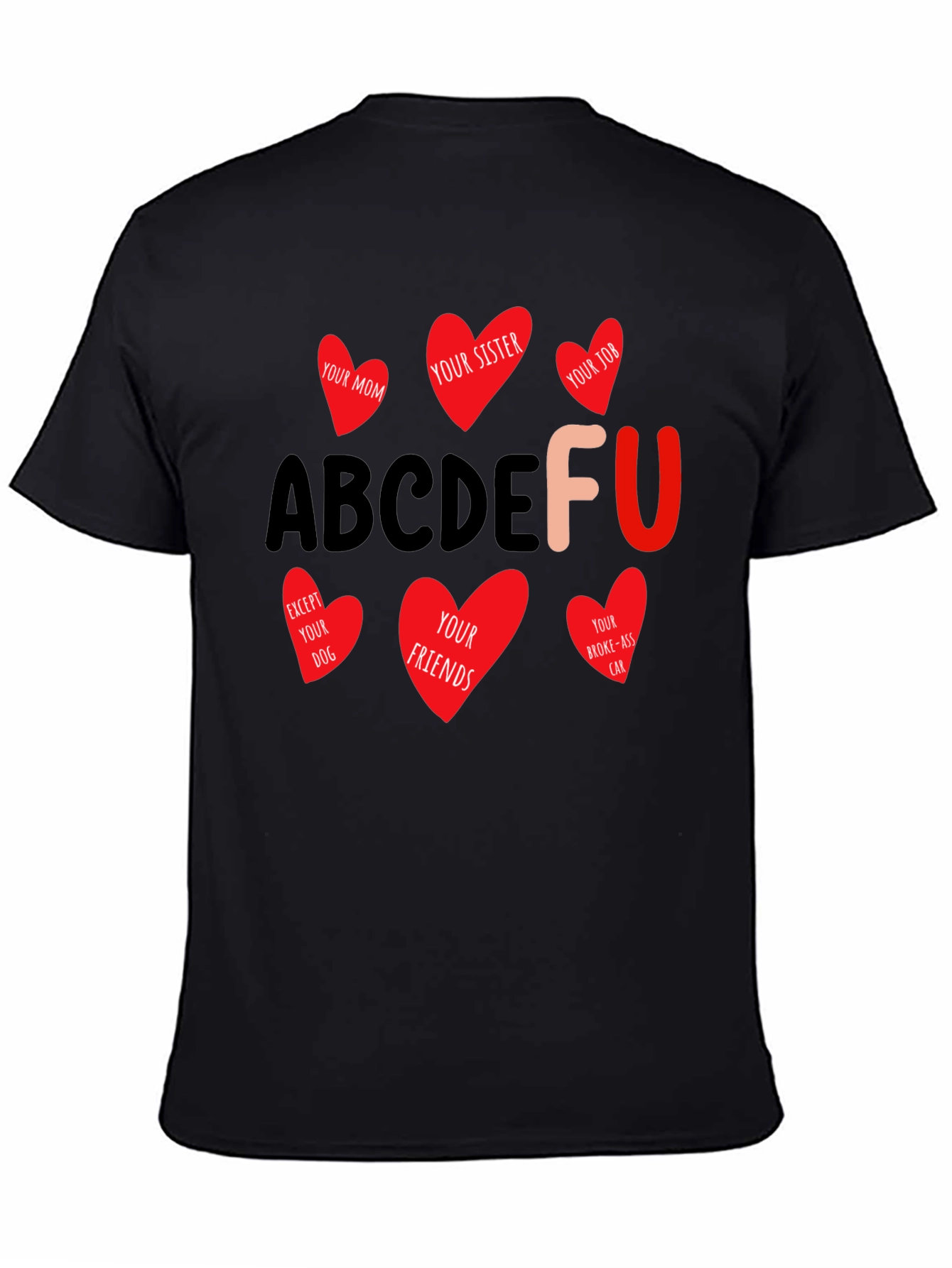 Black ABCDEFU T-Shirt Funny Graphic Tee view 4