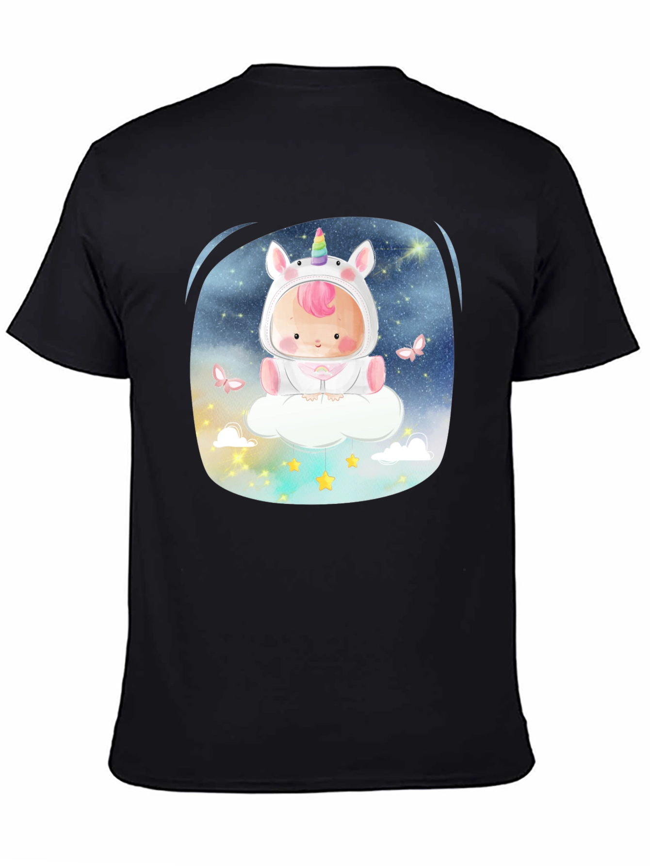 Black Unicorn Baby Graphic Tee - Soft Cotton Blend view 4