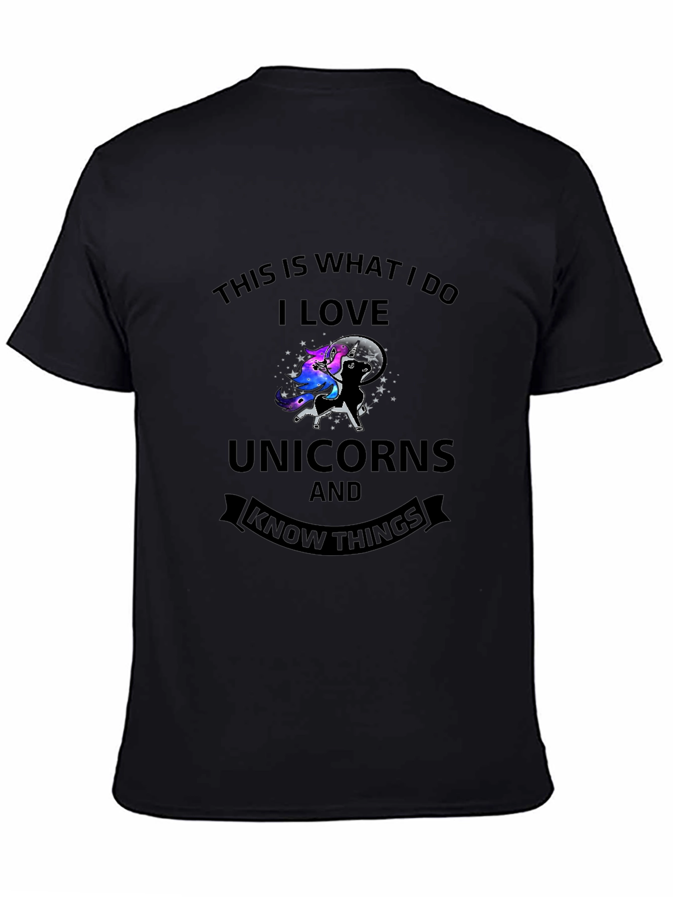 Black I Love Unicorns & Know Things Graphic Tee view 4
