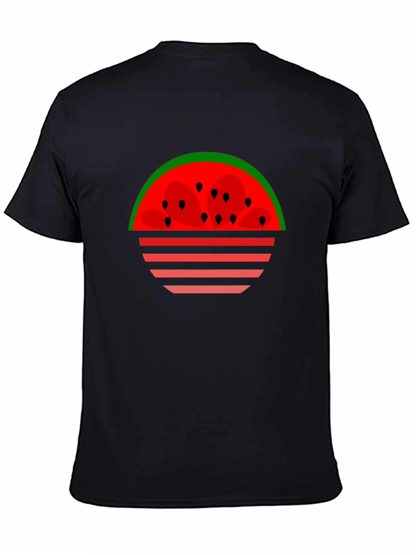 Black Watermelon Sunset Graphic Tee - Black Cotton T-Shirt view 4