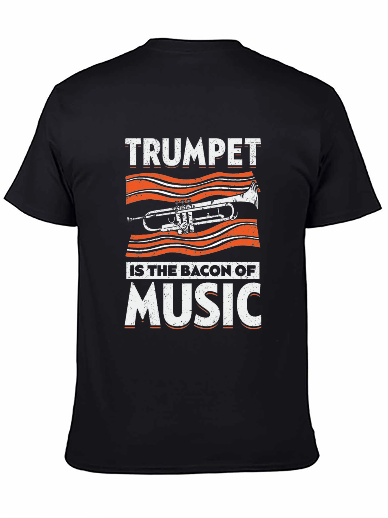 Black Trumpet Bacon Music T-Shirt view 4