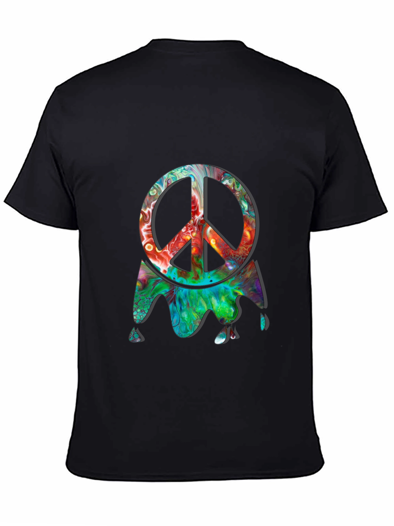 Black Psychedelic Peace Sign Black Graphic Tee view 4