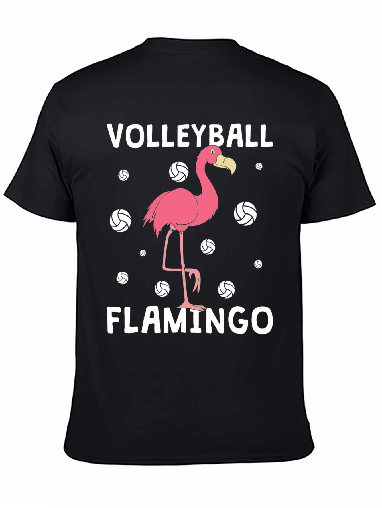 Black Volleyball Flamingo T-Shirt - Funny Graphic Tee view 4