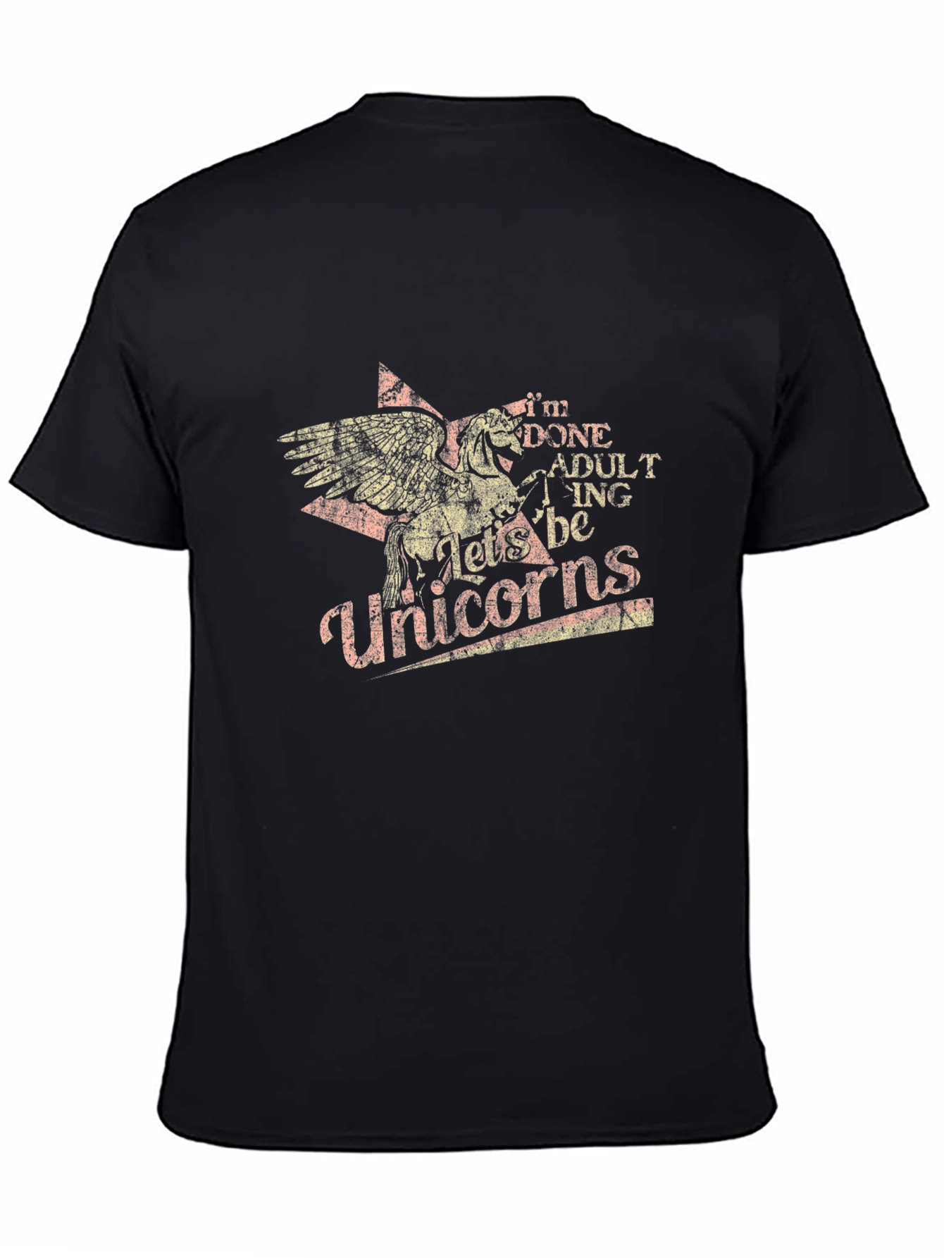 Black I'm Done Adulting Let's Be Unicorns Black T-Shirt view 4