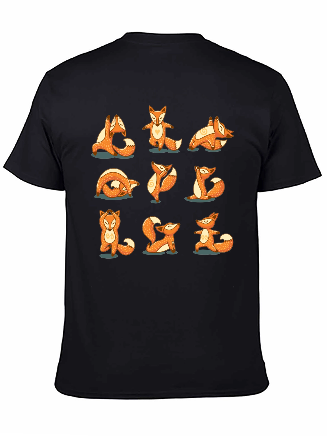 Black Yoga Fox T-Shirt: Peaceful Poses view 4