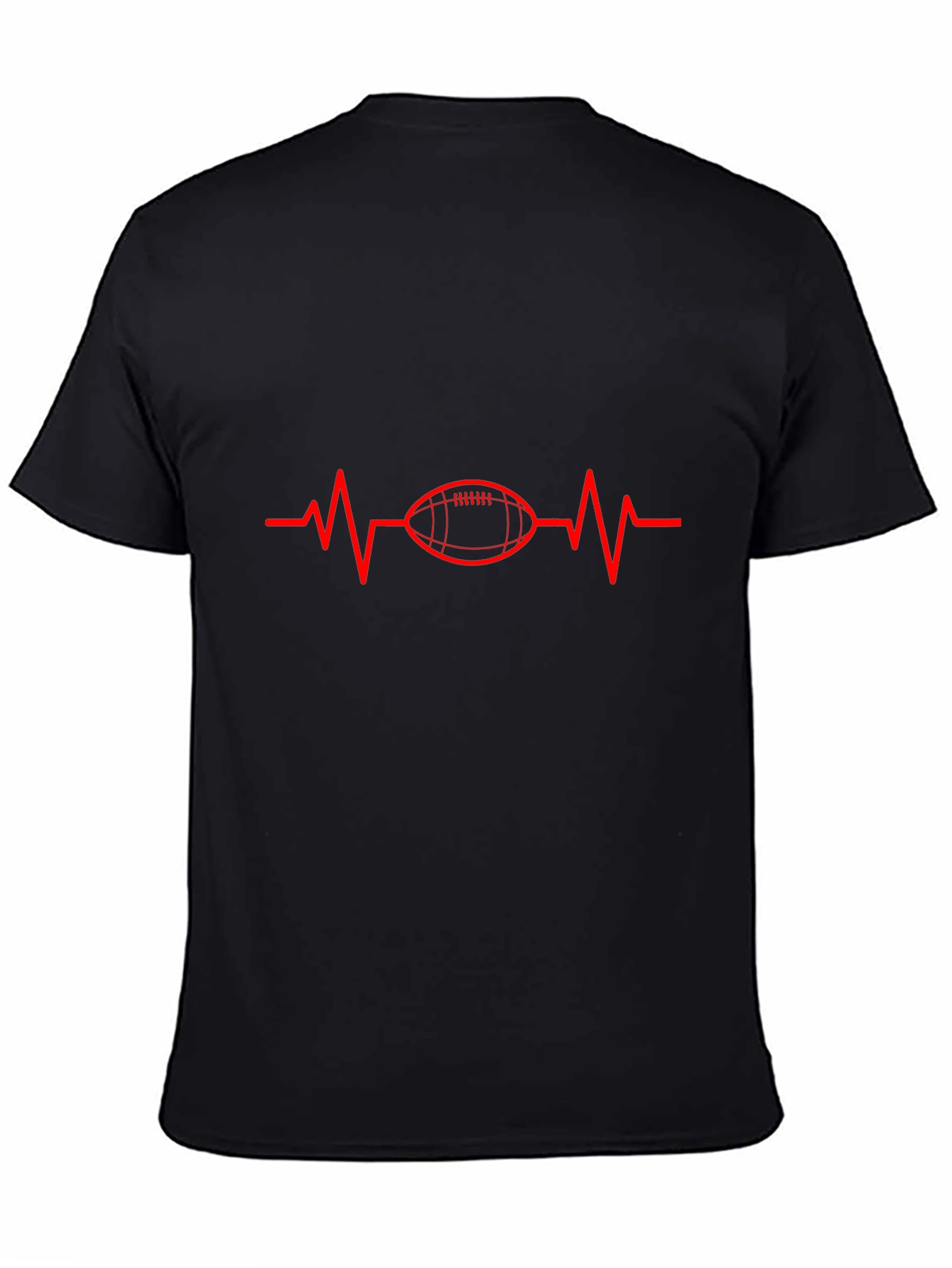 Black Football Heartbeat T-Shirt - Game Day Tee view 4
