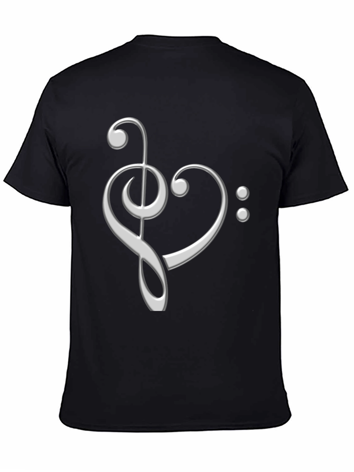 Black Musical Heart Graphic Tee - Black Cotton T-Shirt view 4