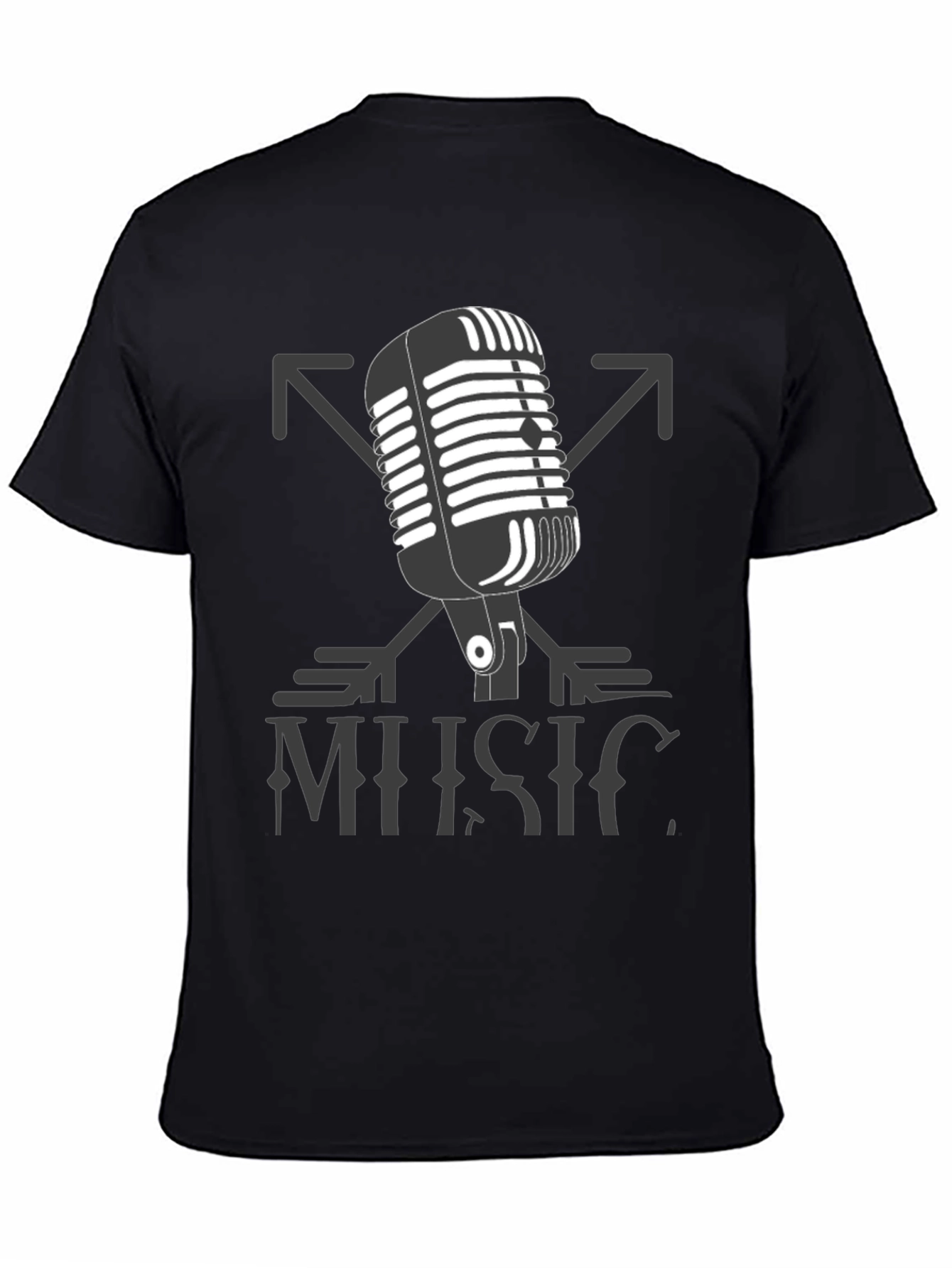 Black Vintage Microphone Music Tee view 4