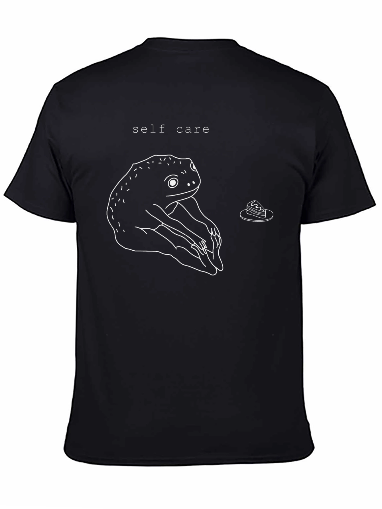 Black Self Care Frog T-Shirt - Relax and Enjoy Cake view 4