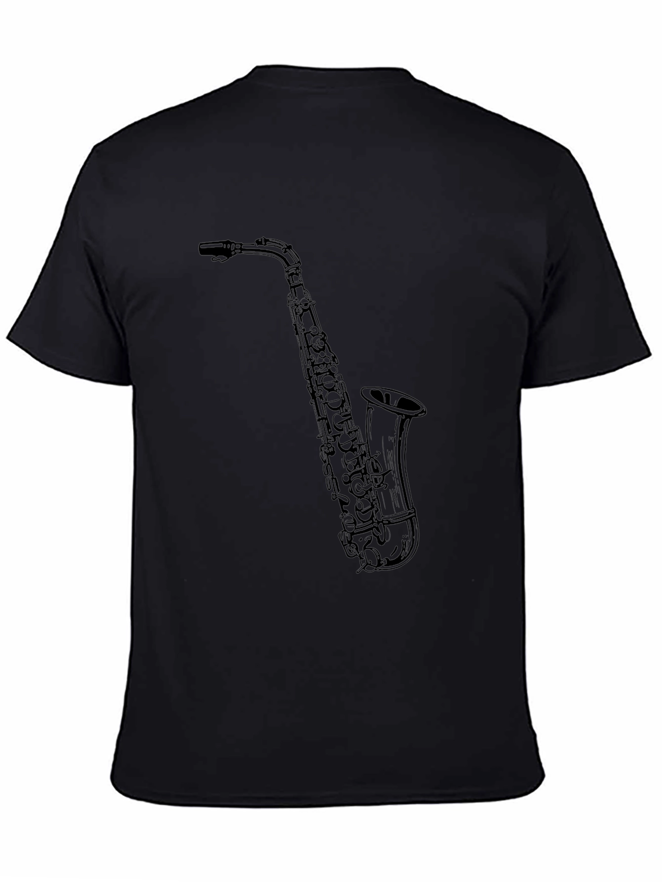 Black Saxophone Graphic Tee - Black Cotton Blend view 4
