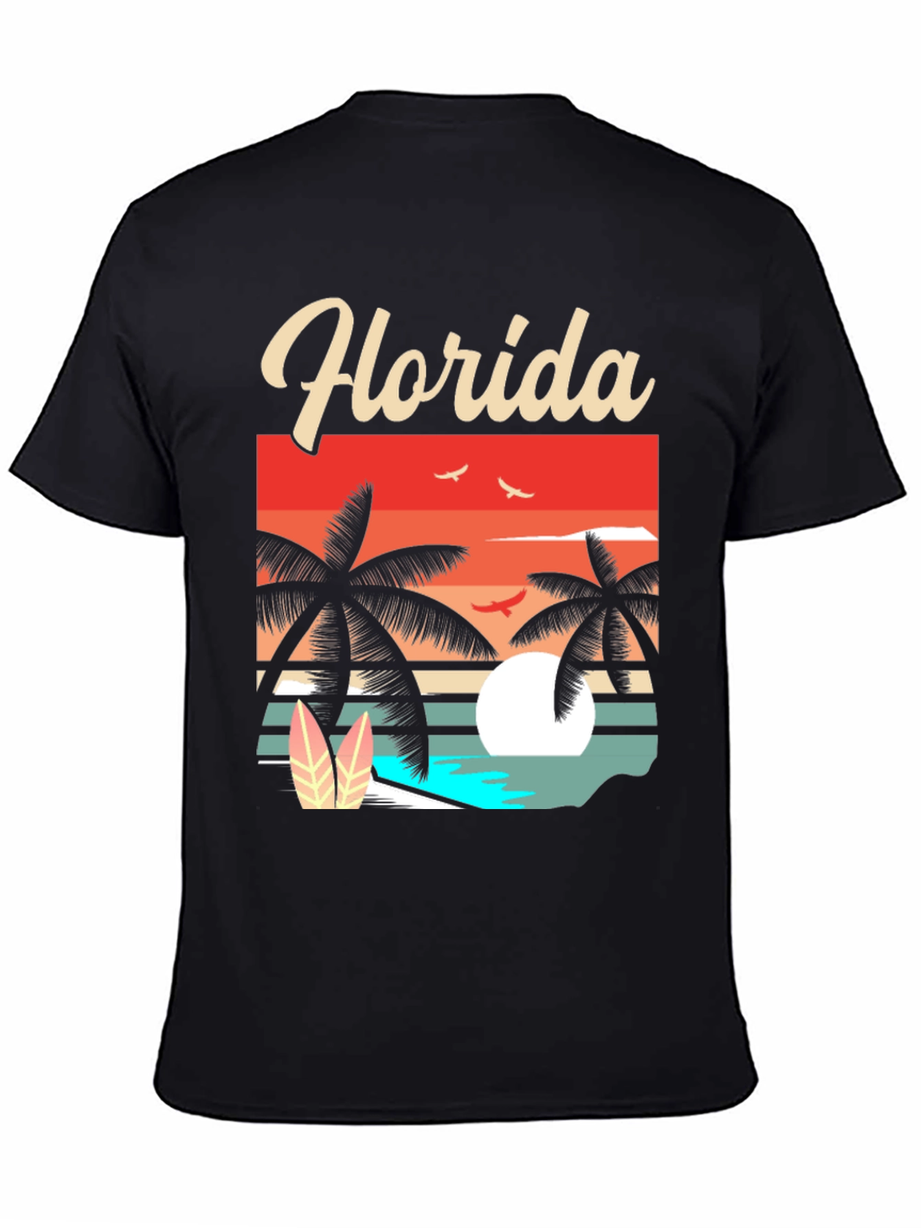 Black Florida Retro Sunset Palm T-Shirt view 4