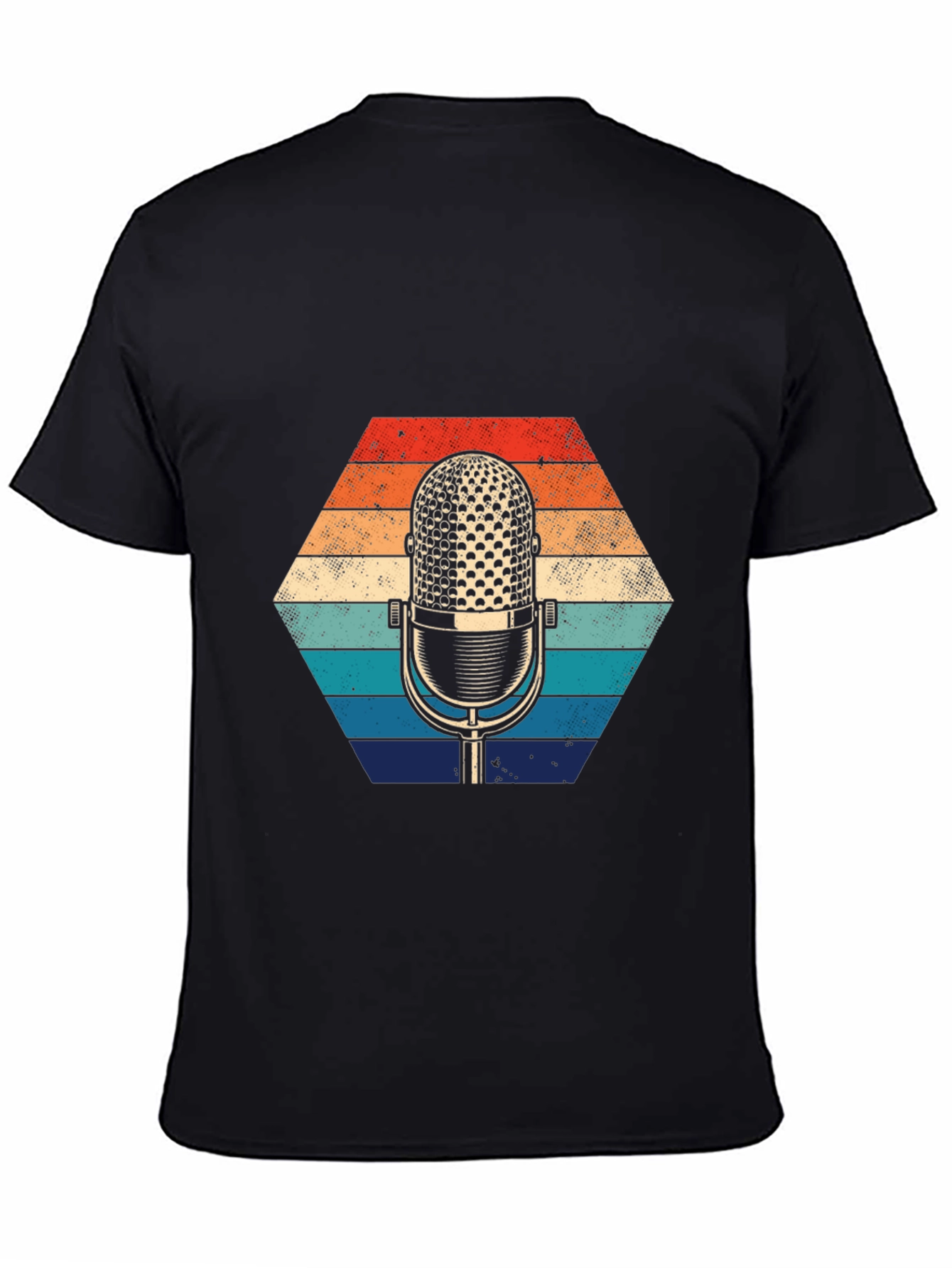 Black Retro Microphone Graphic Tee view 4