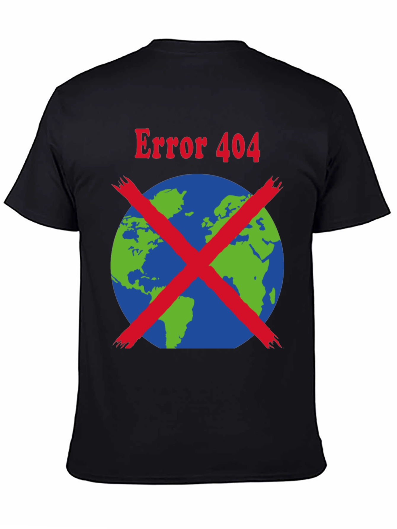 Black Error 404 Earth Graphic T-Shirt view 4
