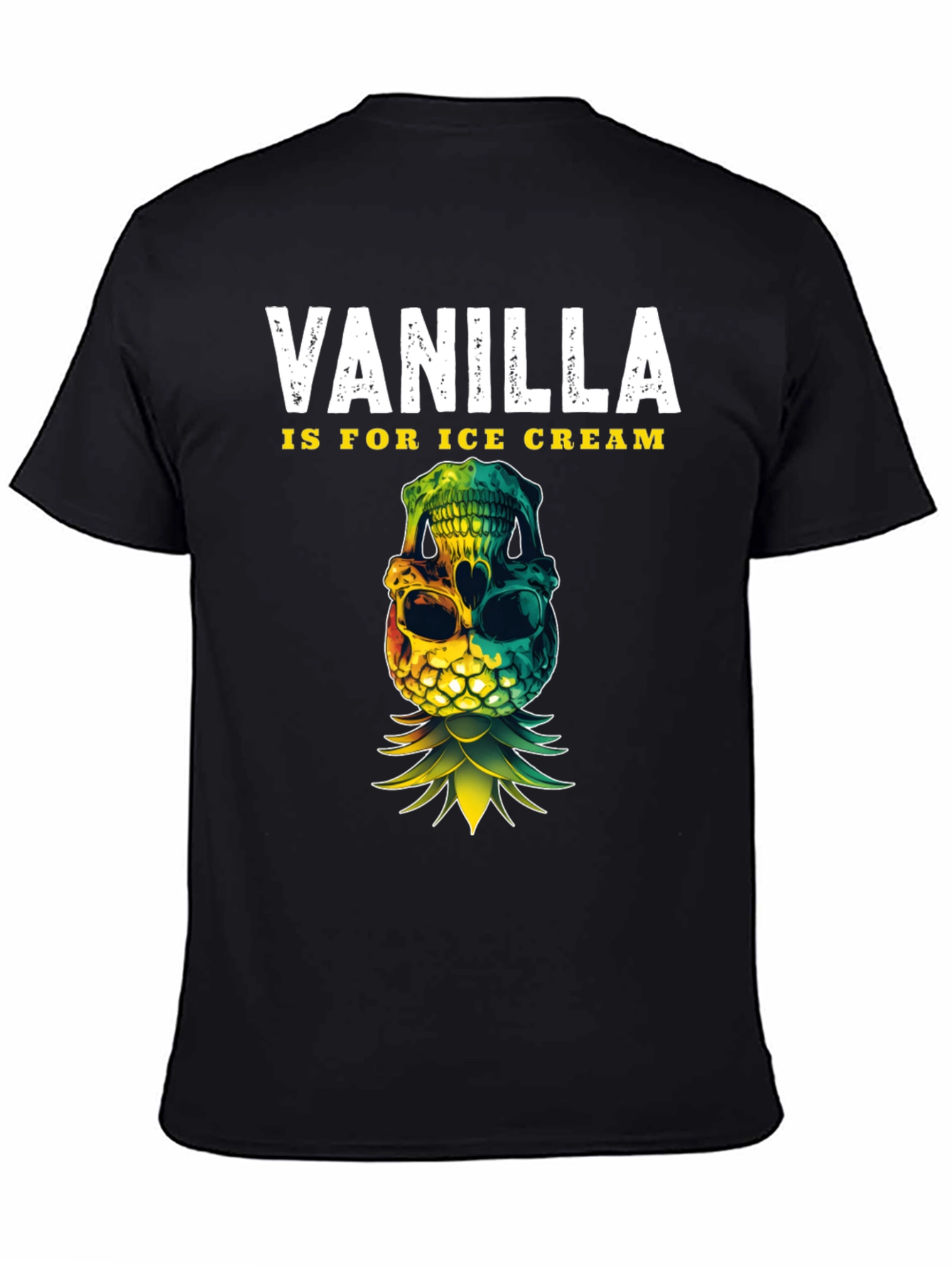 Black Vanilla Ice Cream Skull Pineapple T-Shirt view 4