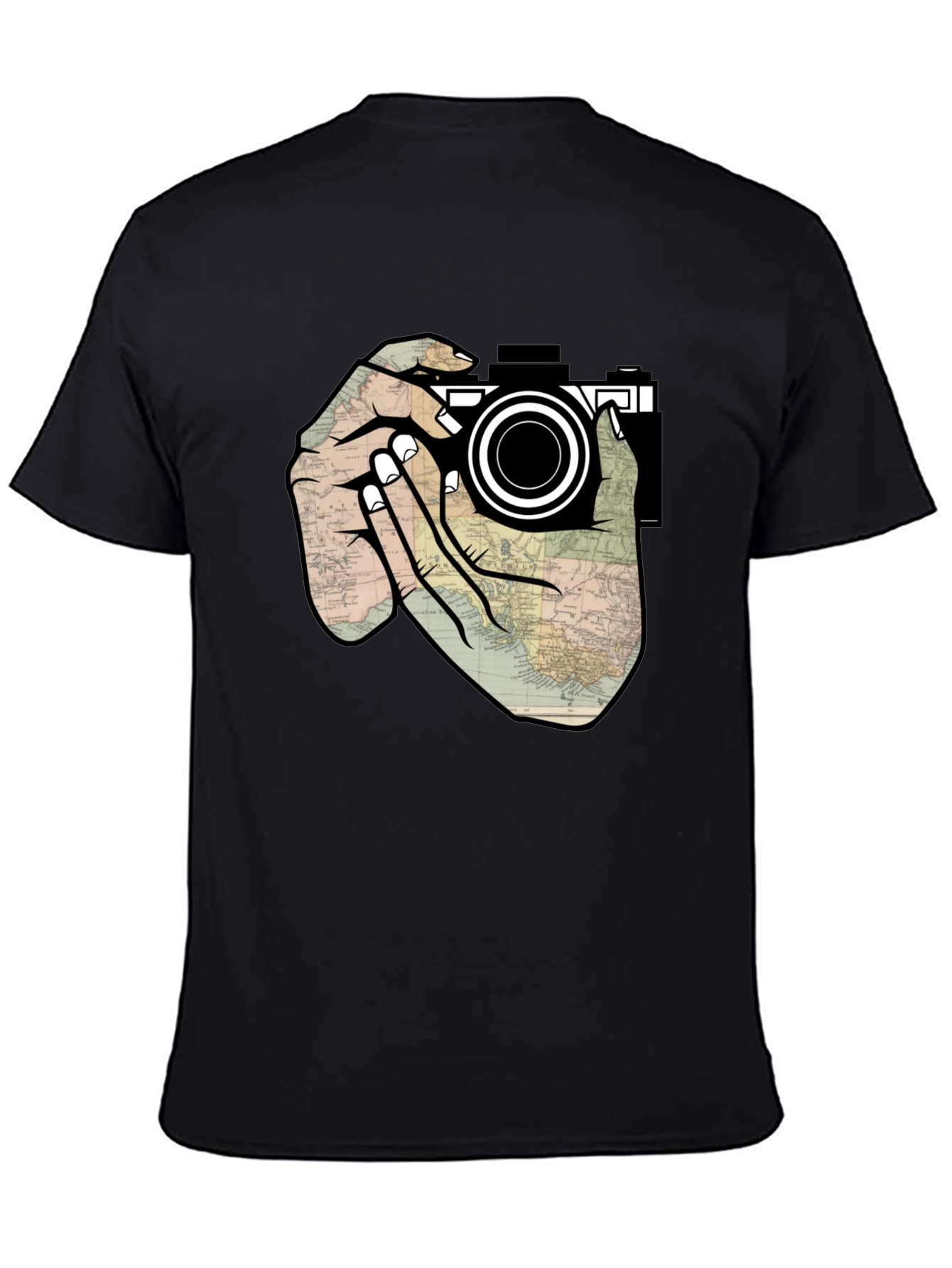 Black Photographer's Map T-Shirt view 4