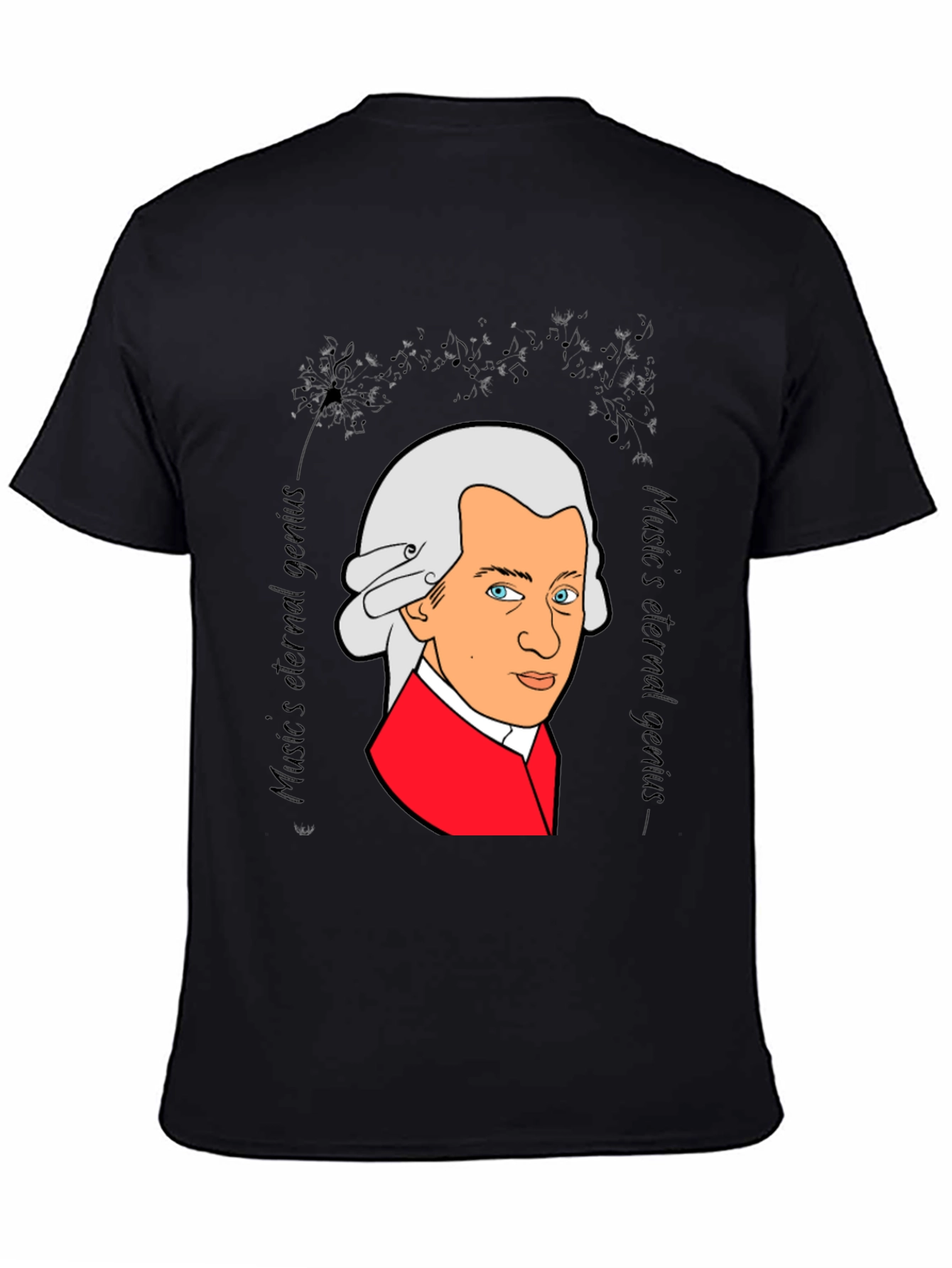 Black Mozart Music Genius Black T-Shirt view 4