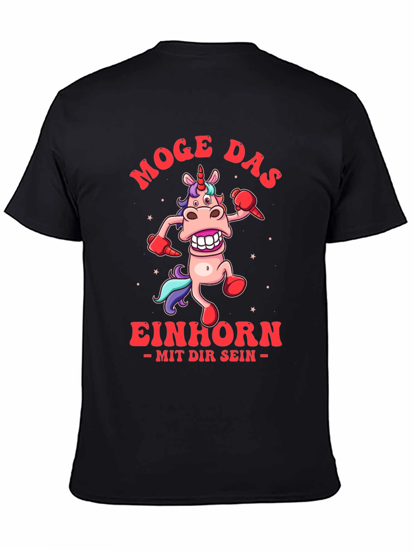 Black Funny Unicorn T-Shirt - Moge Das Einhorn view 4