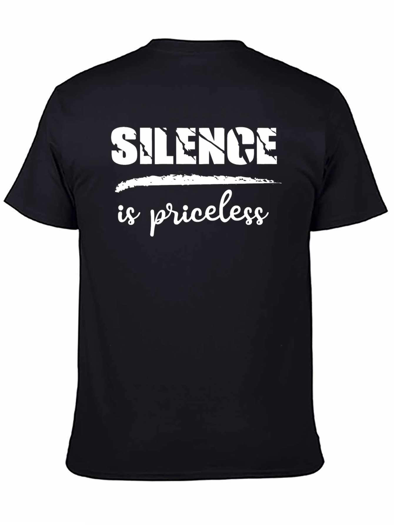 Black Silence is Priceless Black T-Shirt view 4