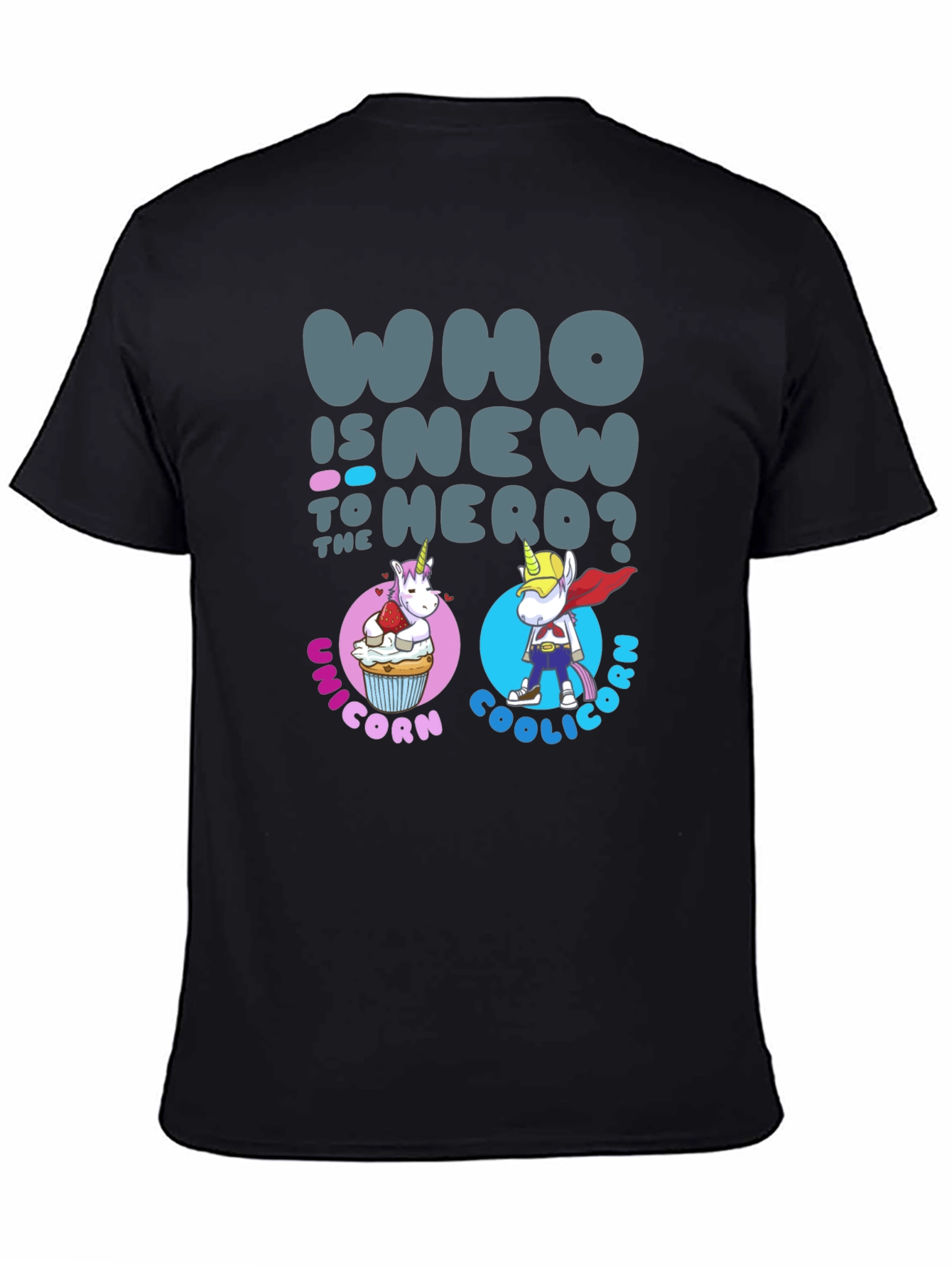 Black Unicorn & Coolicorn Tee: Who is New to Herd T-Shirt view 4