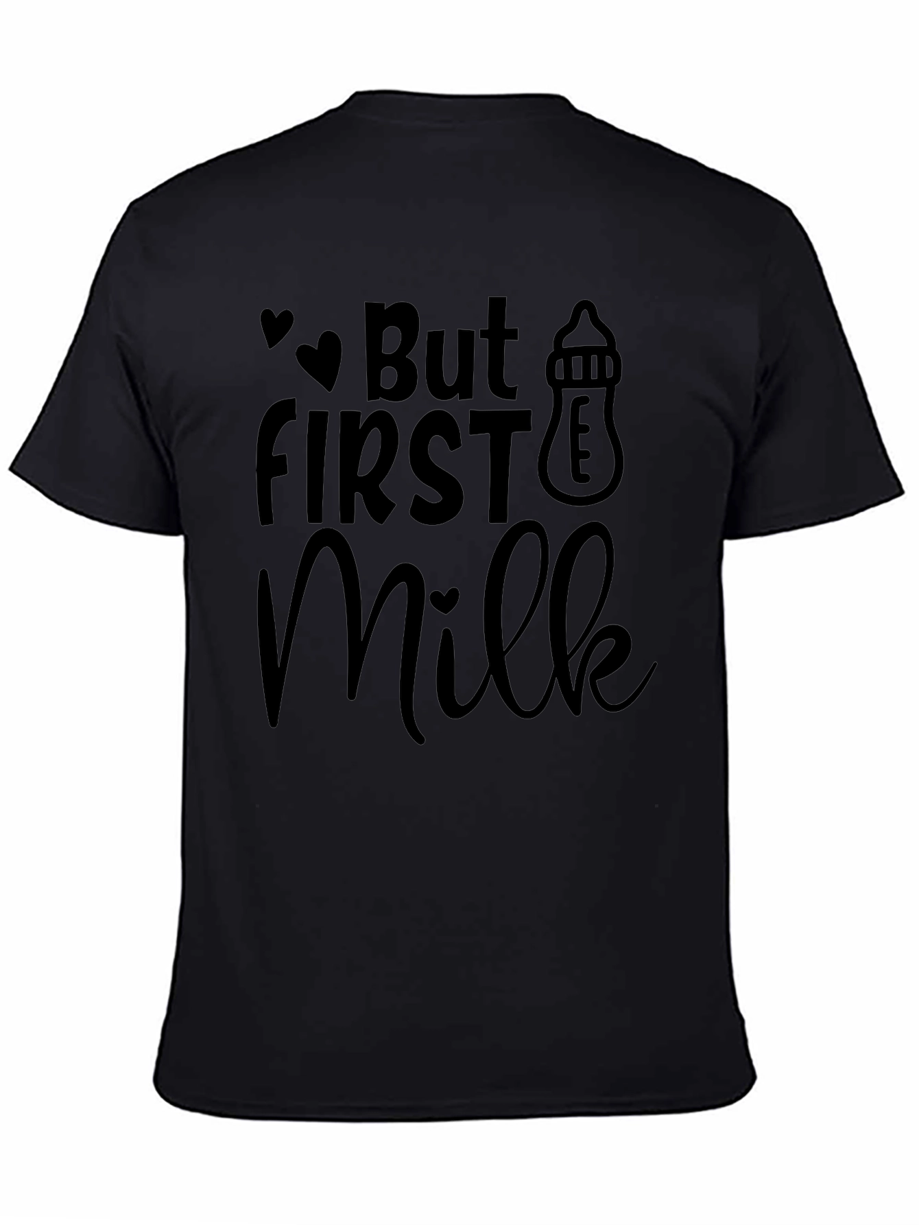 Black But First Milk T-Shirt - Black Novelty Tee view 4