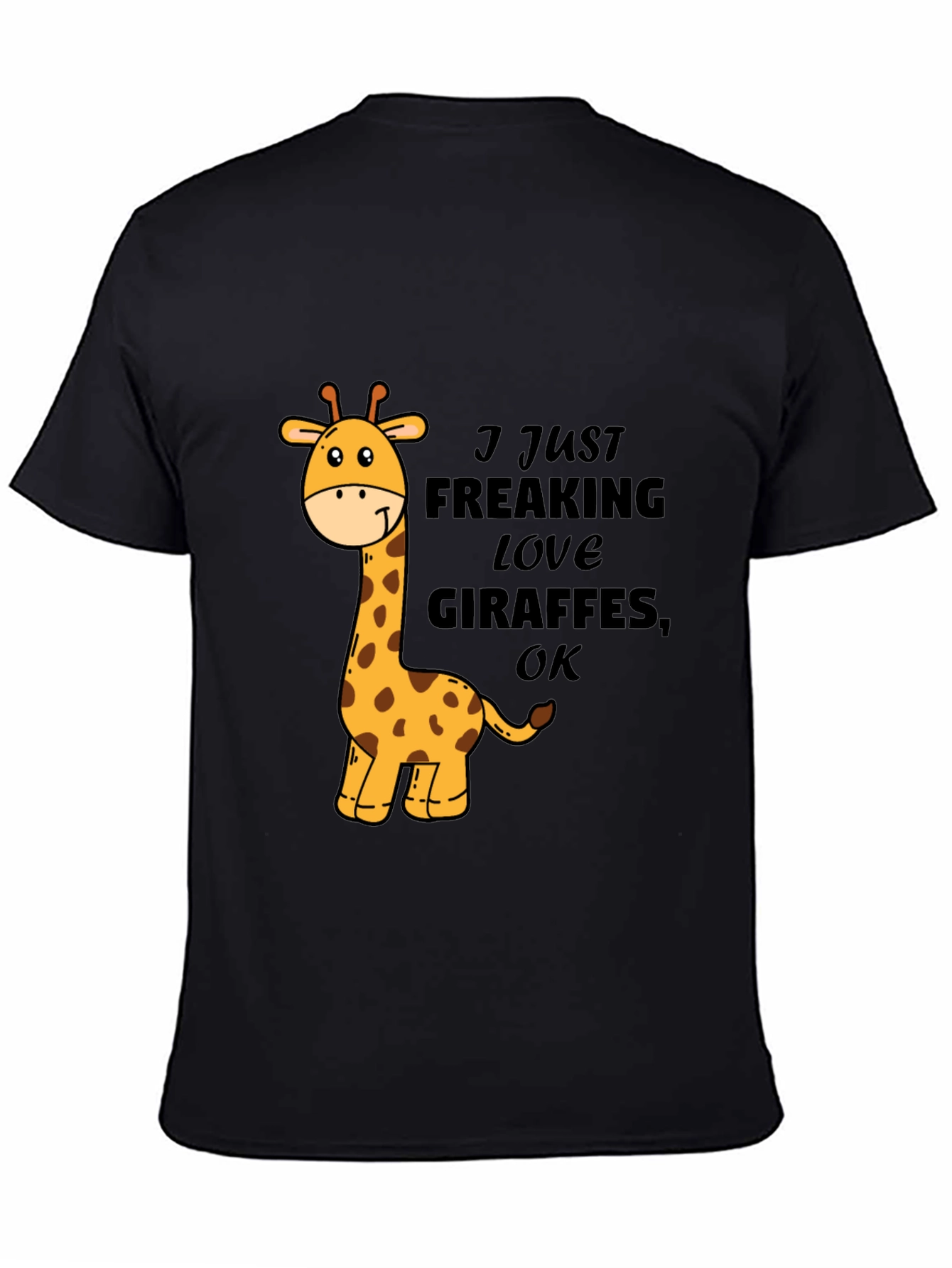 Black I Love Giraffes Black T-Shirt view 4