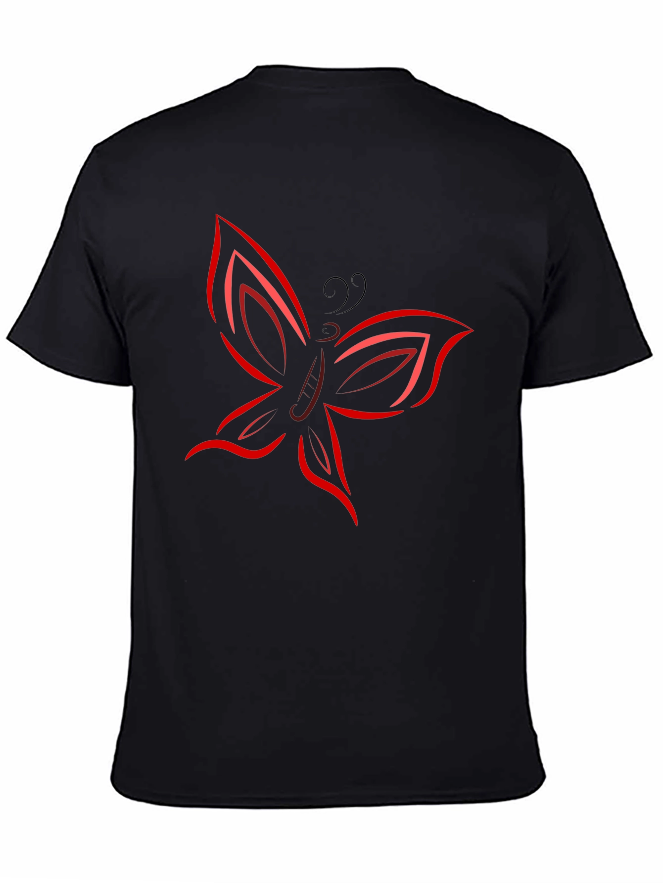 Black Butterfly Graphic T-Shirt - Bold Red Design view 4