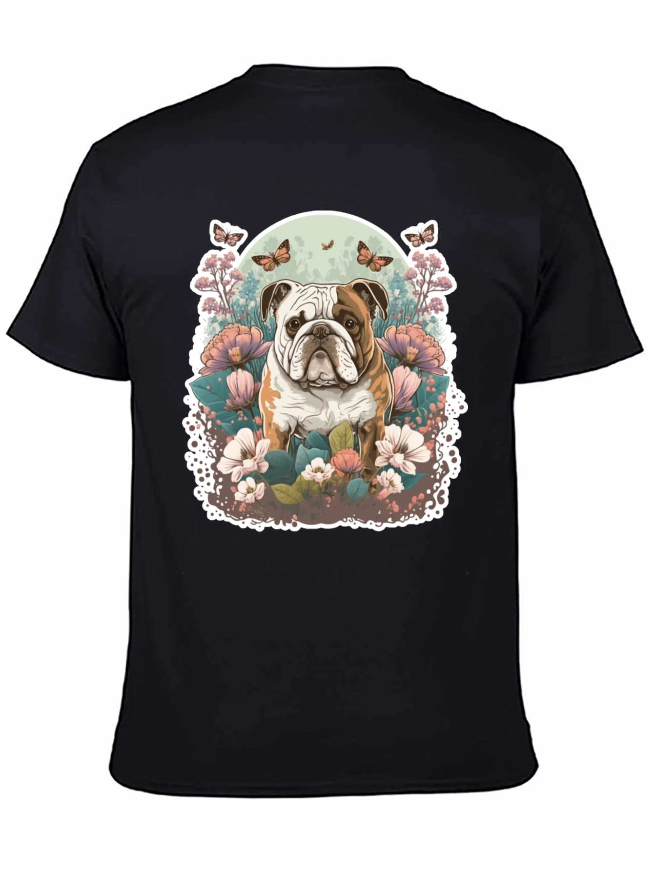 Black Bulldog Floral T-Shirt view 4