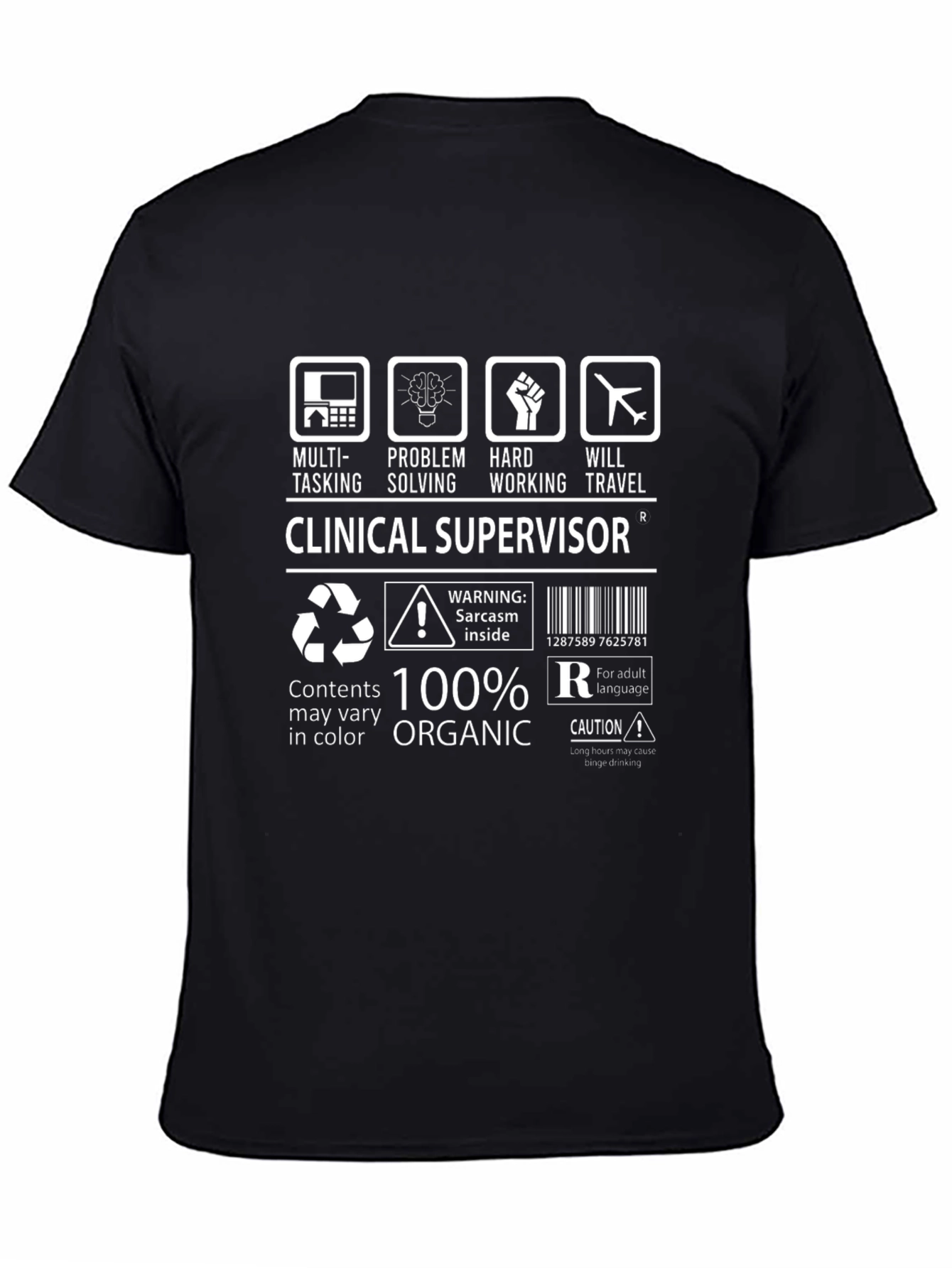 Black Clinical Supervisor Funny T-Shirt - 100% Organic view 4