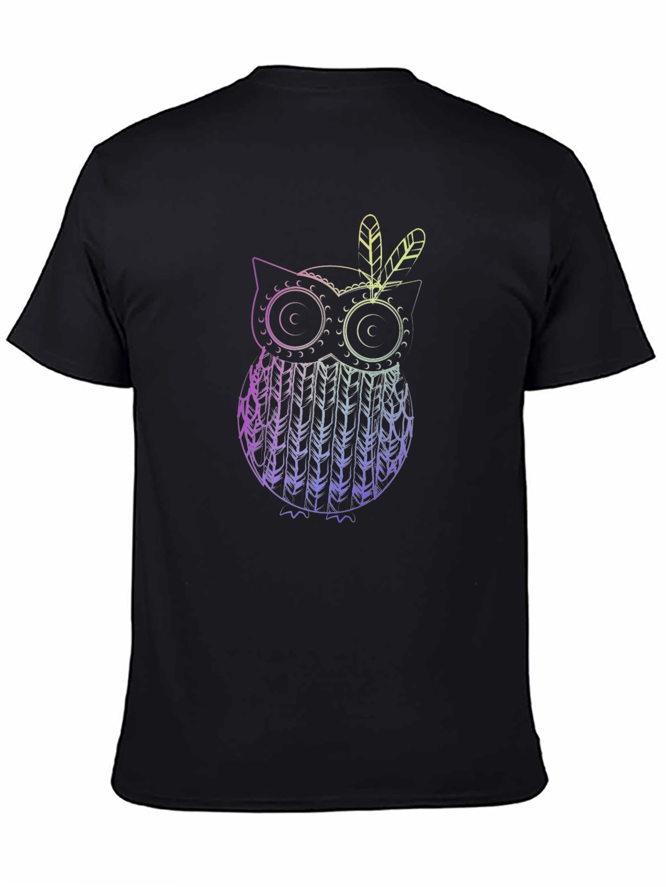 Black Owl Feather Graphic Black T-Shirt view 4